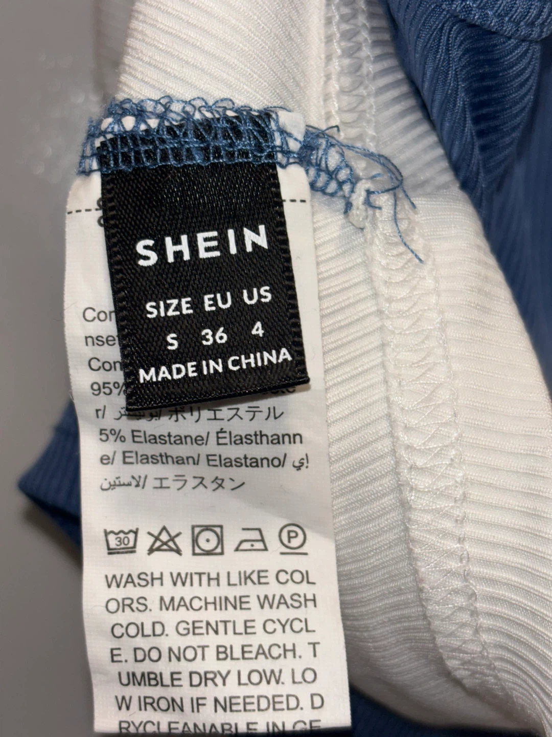 SHEIN Blue & White Two-Tone Ribbed Crop Tank Top - Size S - photo 3