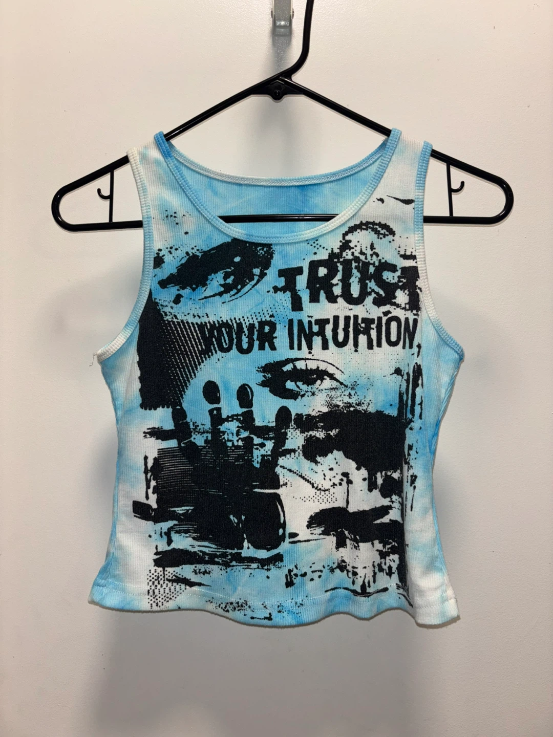 ROMWE Blue Tie-Dye Graphic Tank Top XS