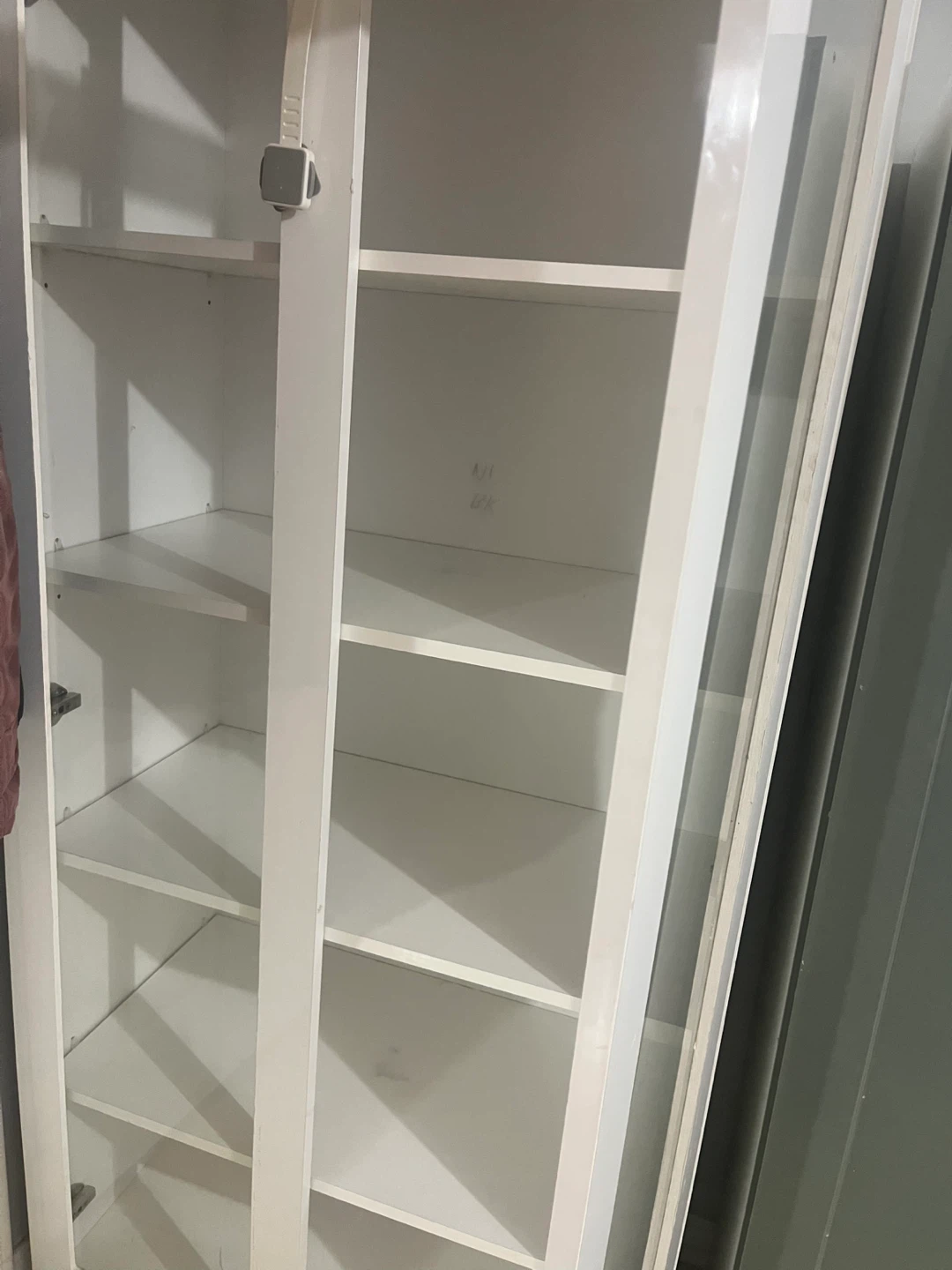 White Tall Display Cabinet with Glass Doors