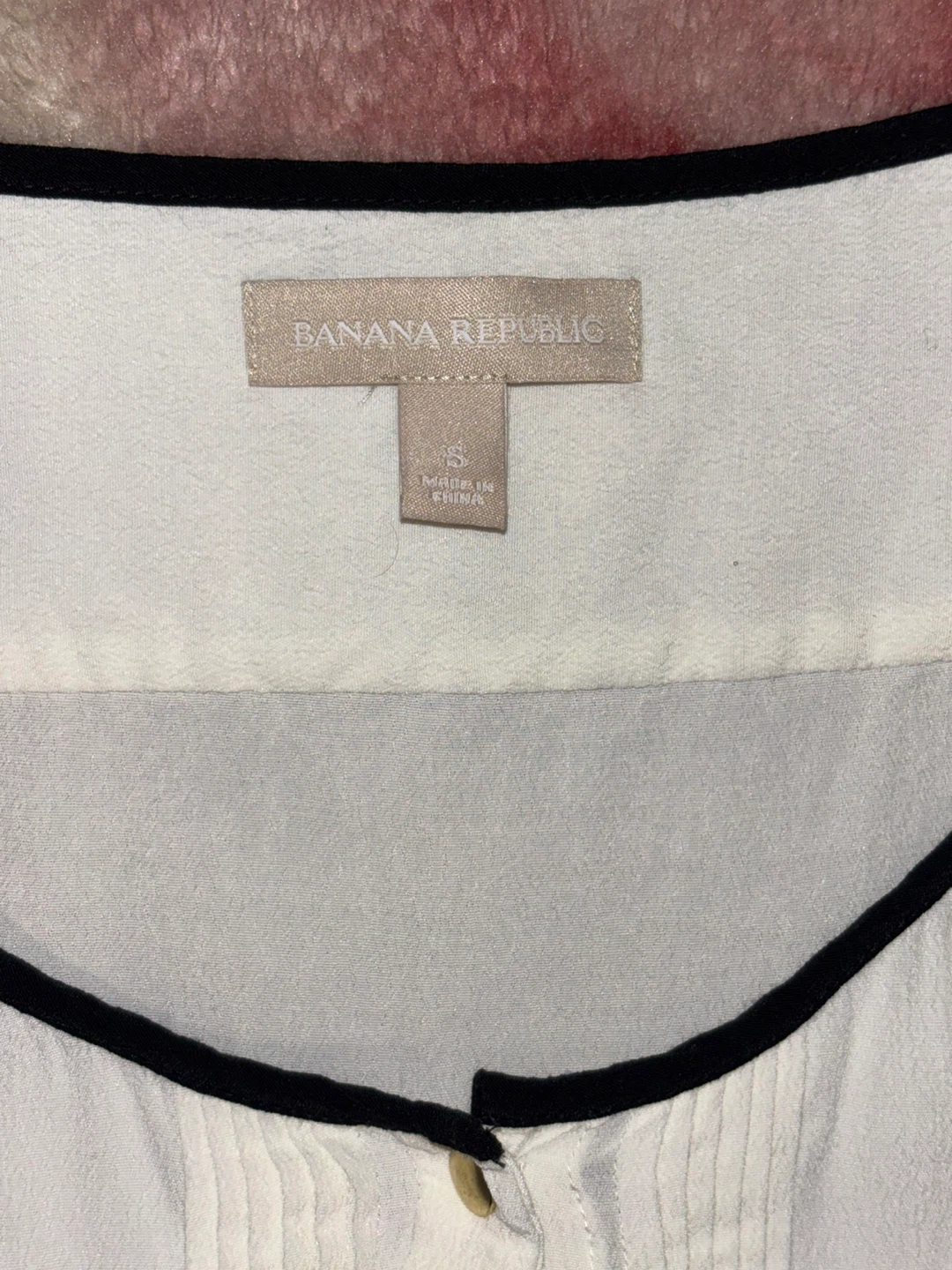 Banana Republic White Sleeveless Blouse with Black Trim - Size S - photo 3