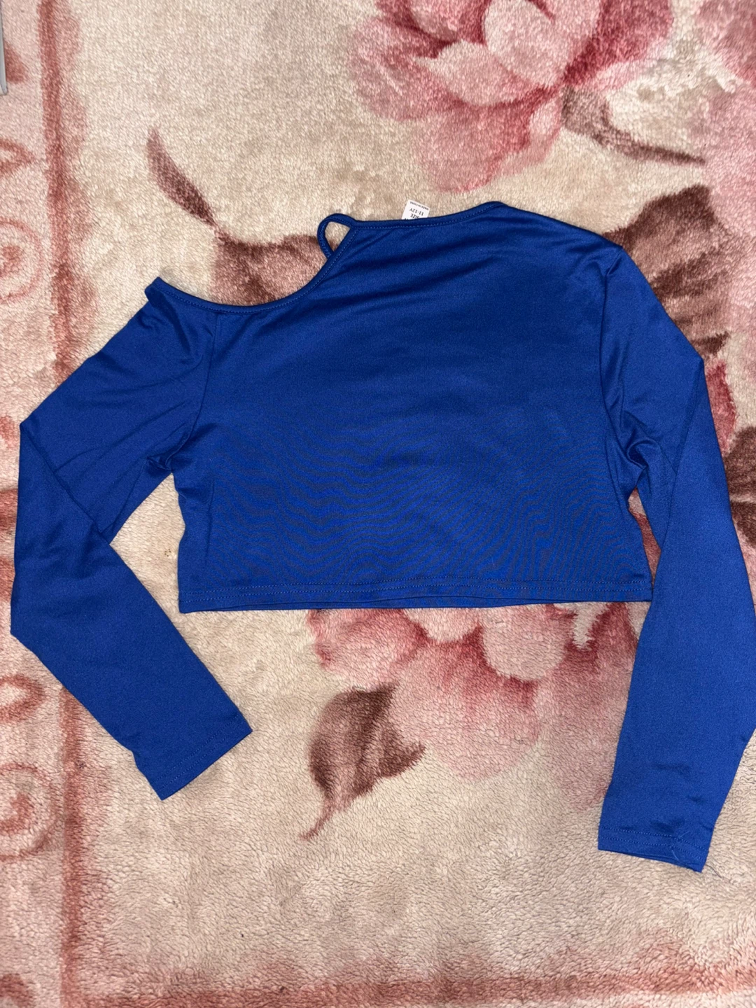 SHEIN kids Blue One-Shoulder Long Sleeve Crop Top - photo 2