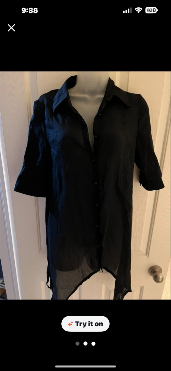 Kensie Pretty Black Button-Up Shirt Dress Size S - photo 3