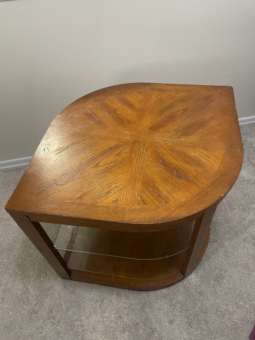 Corner Accent Table with Glass Shelves