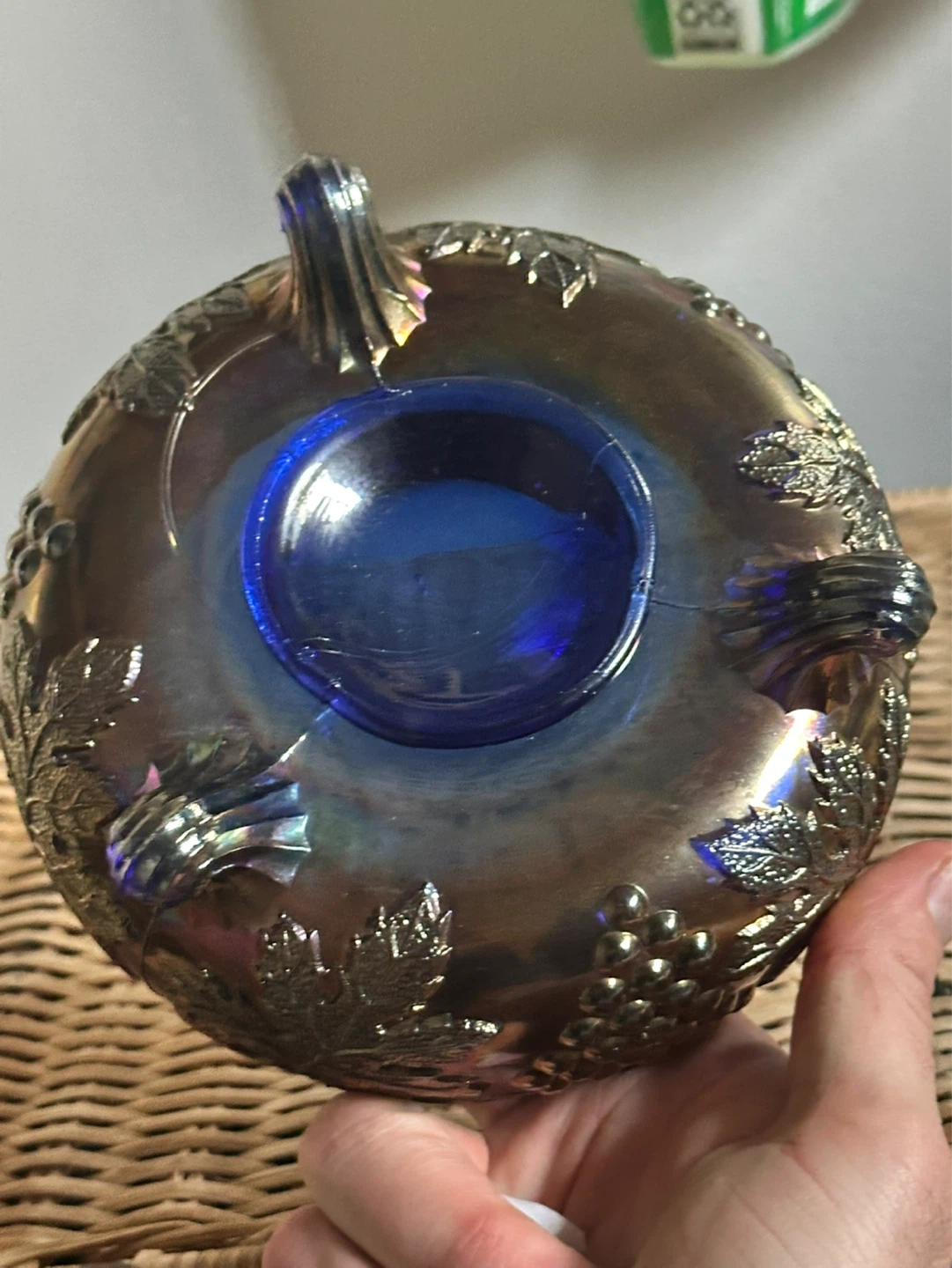 Fenton Grape and Cable Carnival Glass Fernery Bowl - photo 5