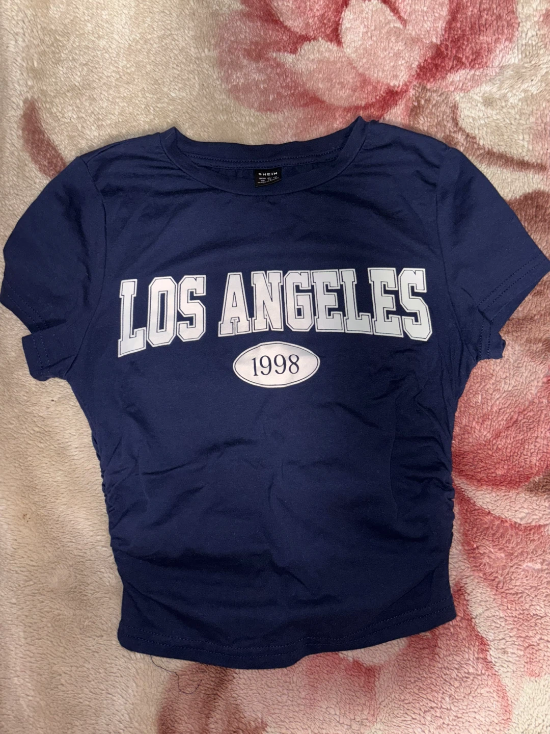 Shein Navy Blue "Los Angeles 1998" Cropped T-Shirt