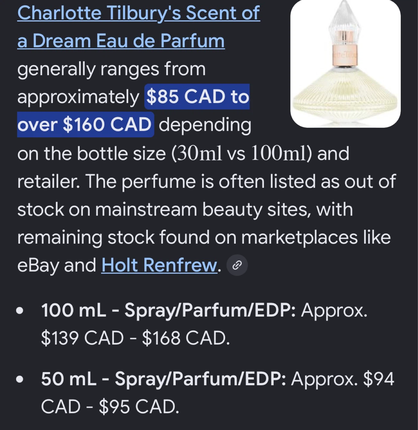 Charlotte Tilbury Scent of a Dream Eau de Parfum 100ml
