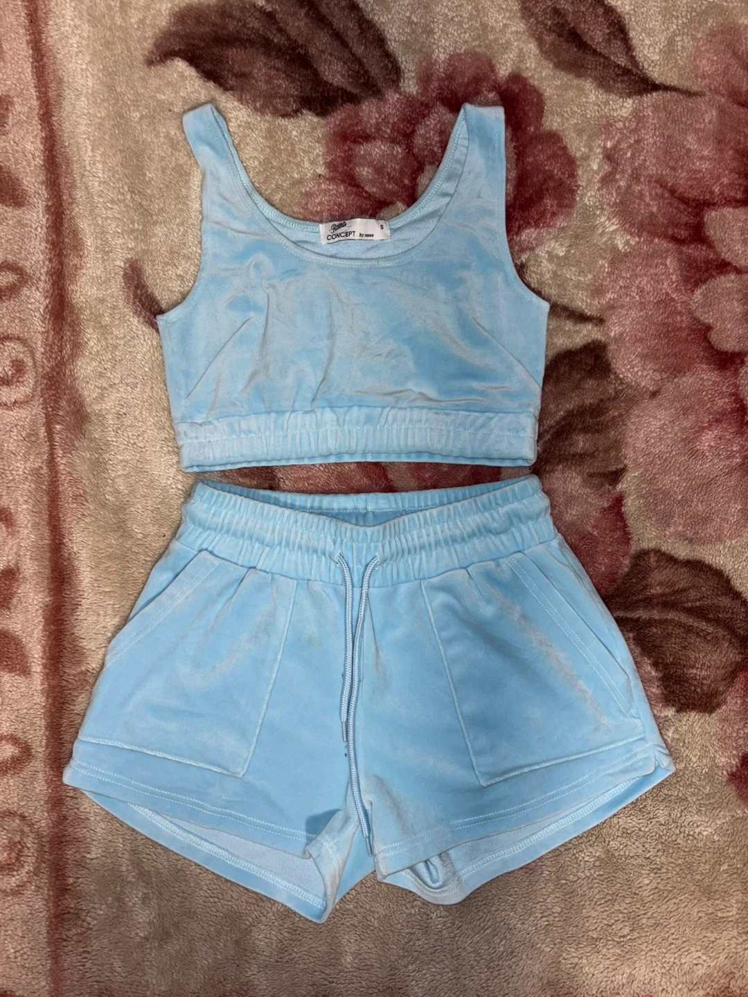 Roma Concept by Rosee Velour Lounge Set - Blue, Size S