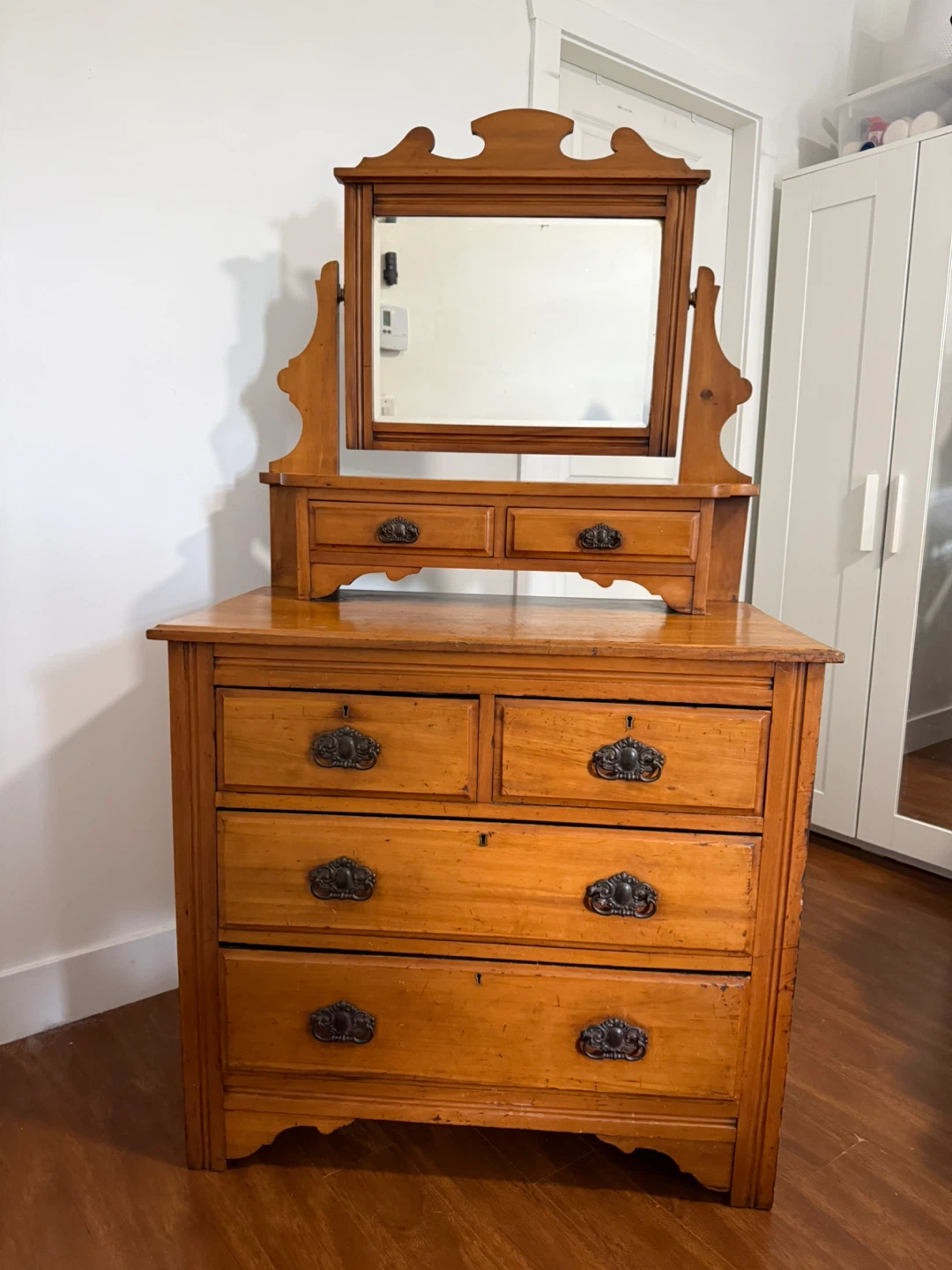 Antique Wooden Dresser with Mirror - photo 2