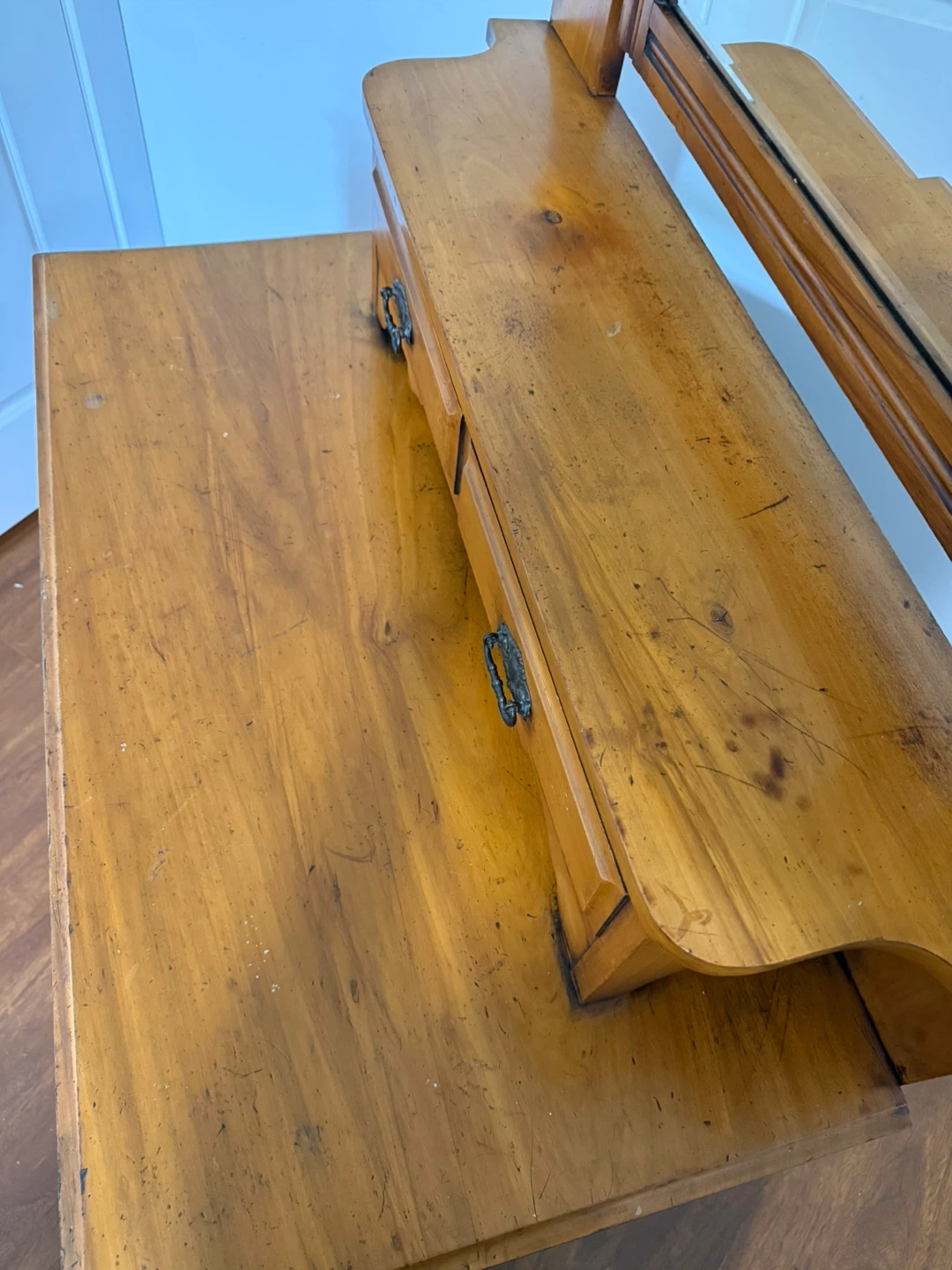 Antique Wooden Dresser with Mirror - photo 4