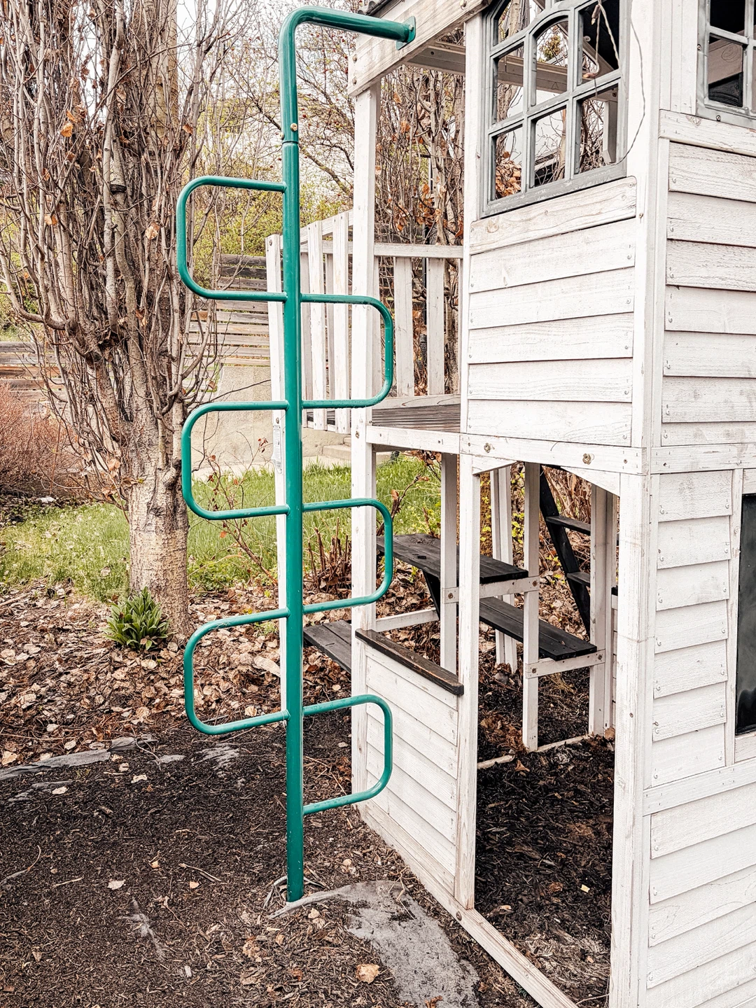 Wooden Outdoor Playhouse with Slide and Ladder - photo 4