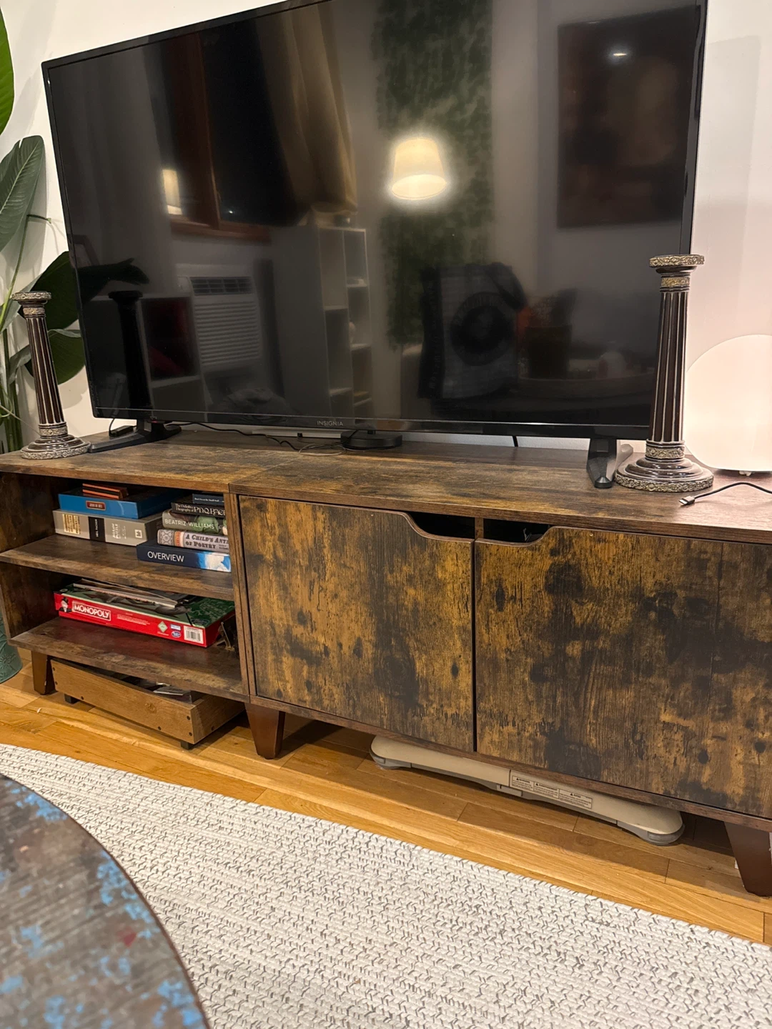 Rustic Wood TV Stand with Storage - photo 2