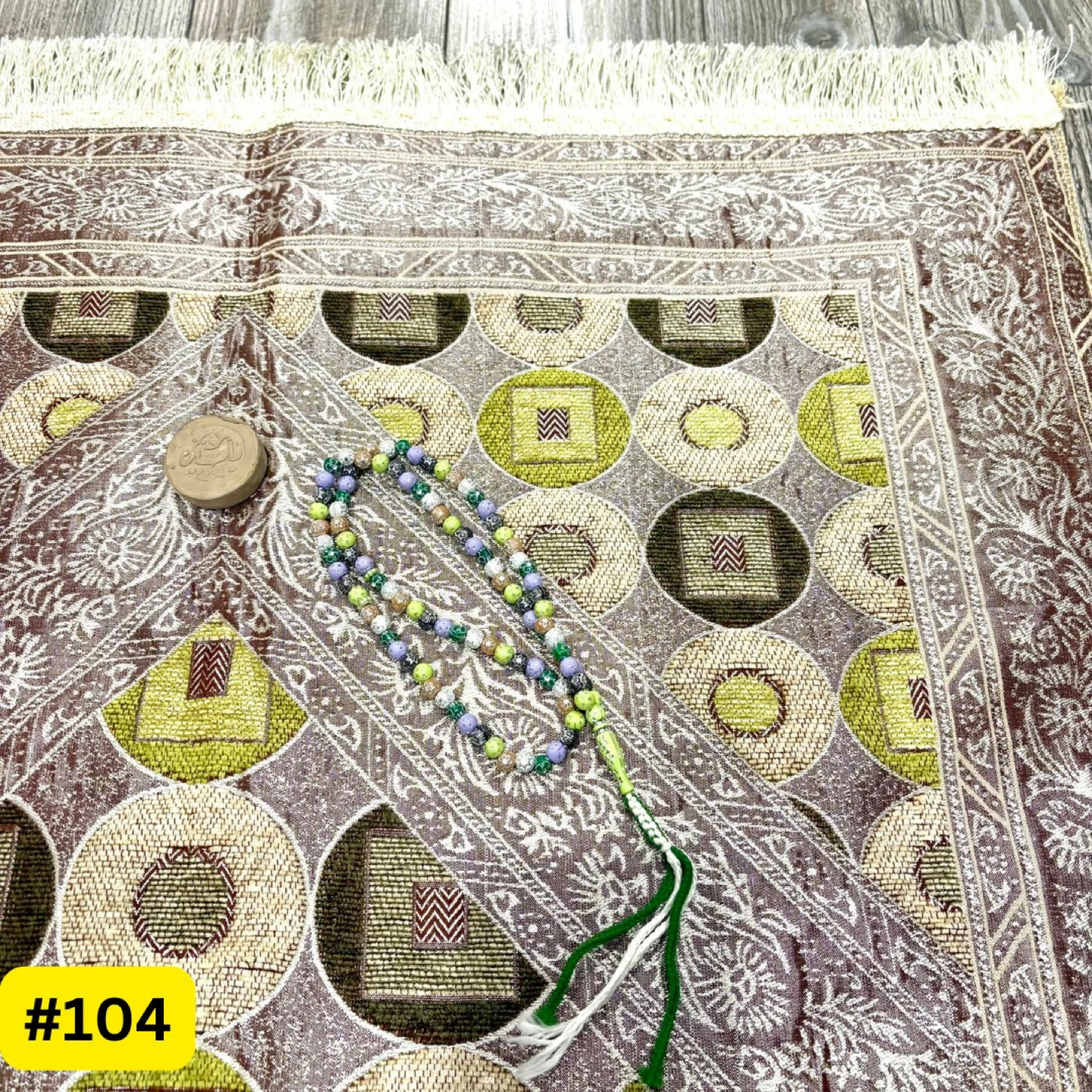Islamic Prayer Mat with Tasbeeh and Karbala Turbah