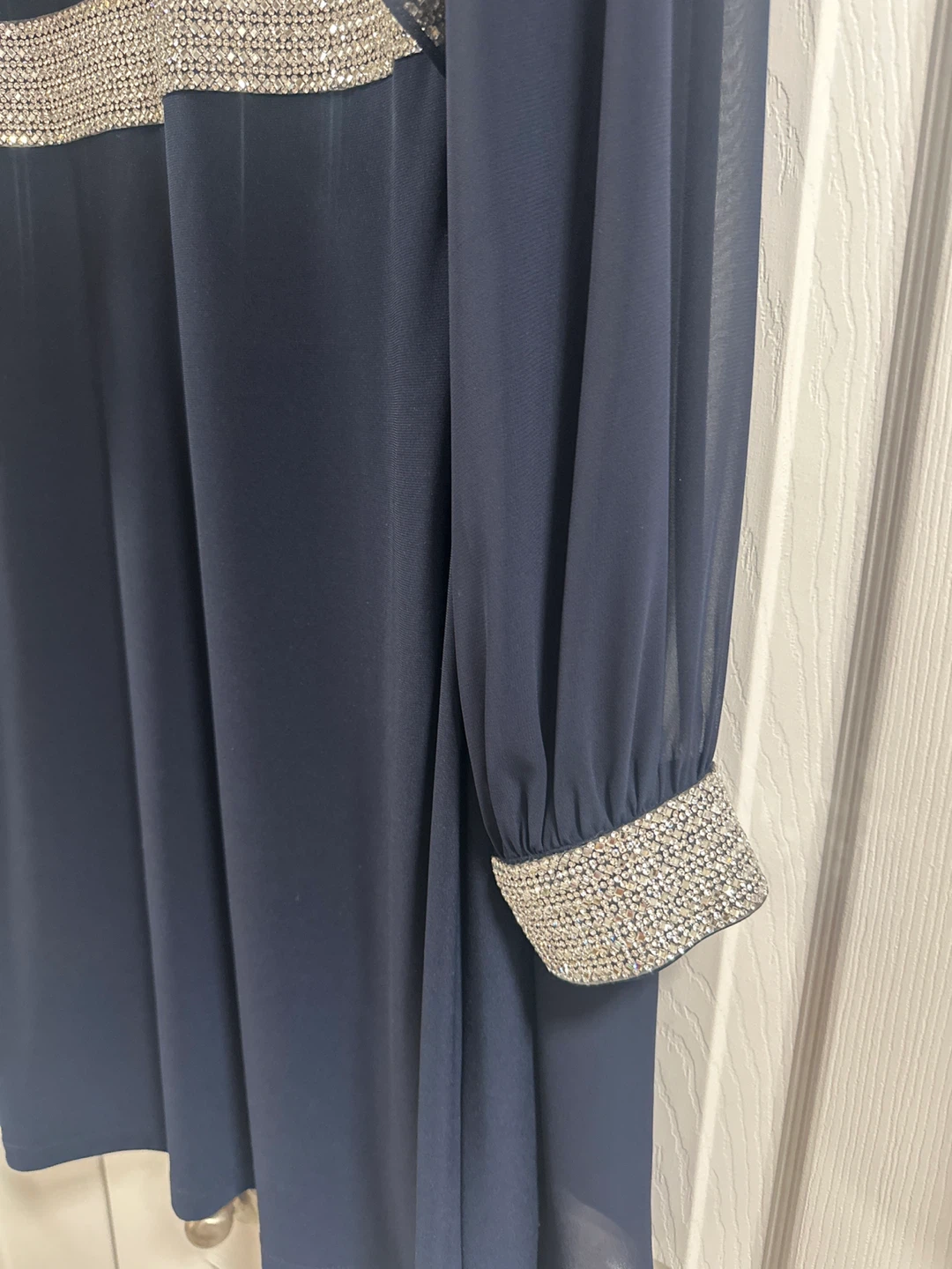 Frank Lyman Navy Chiffon Dress with Rhinestones - photo 2