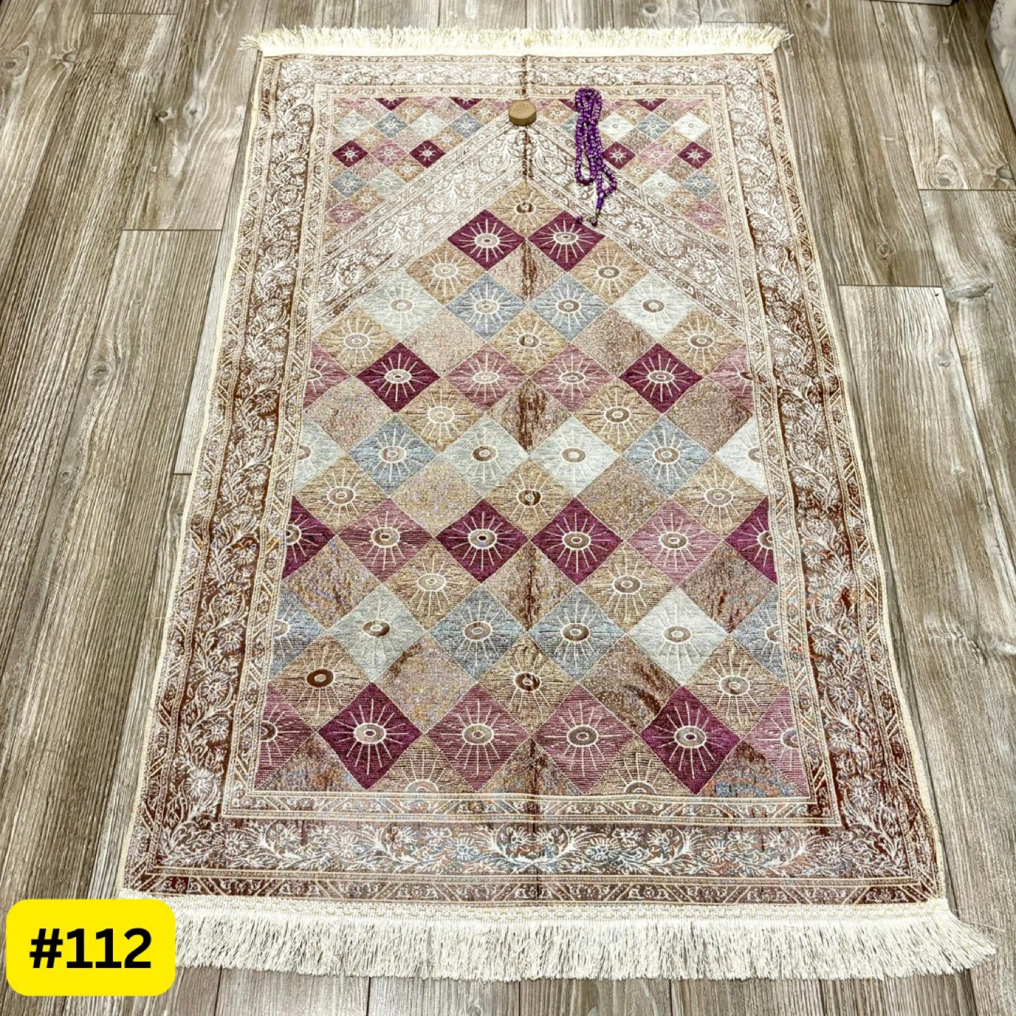 Purple Prayer Mat with Tassel and Tasbeeh and Turbah - photo 2