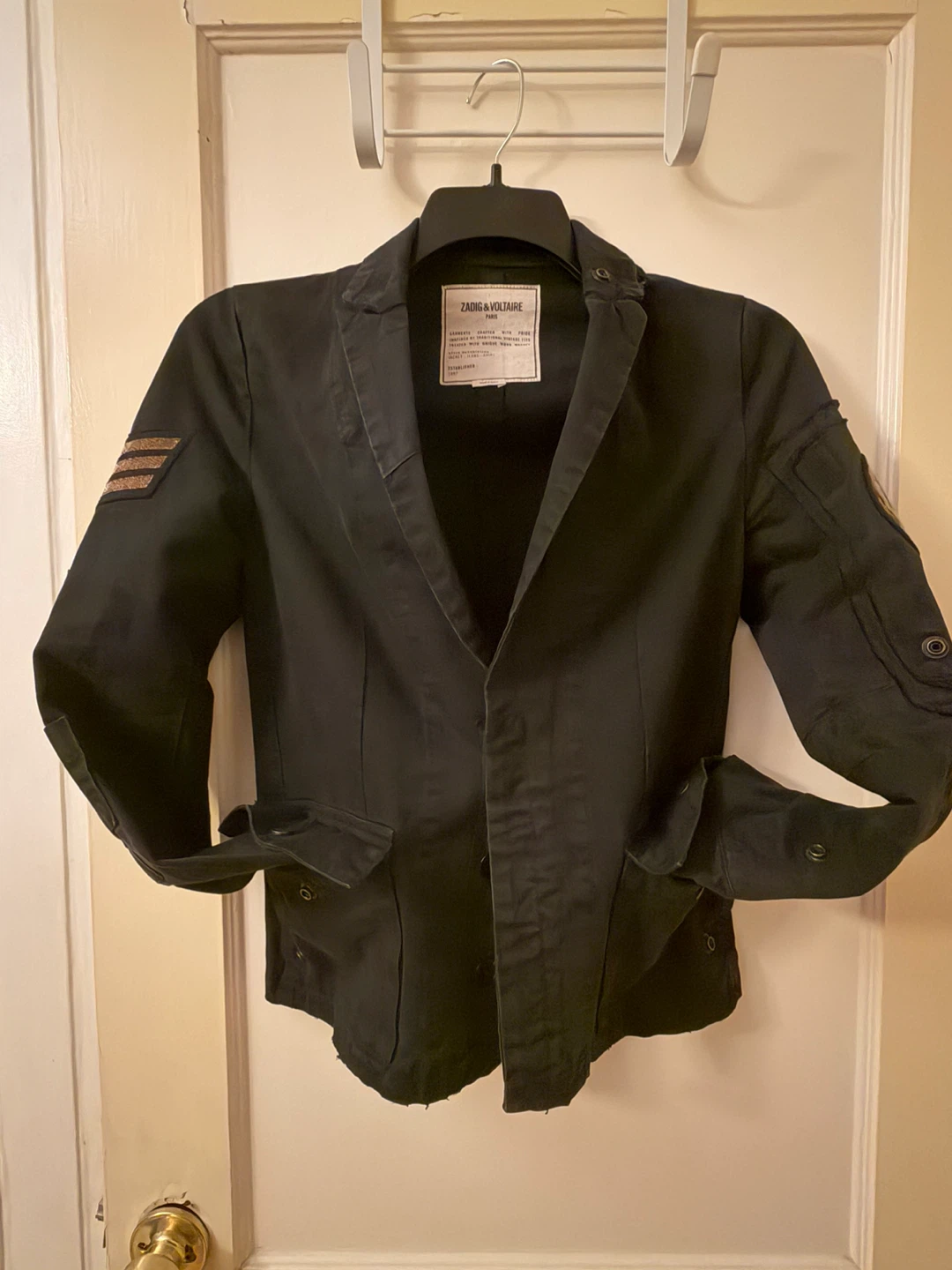 ZADIG & VOLTAIRE virginia grunge washed black military Jacket - photo 3