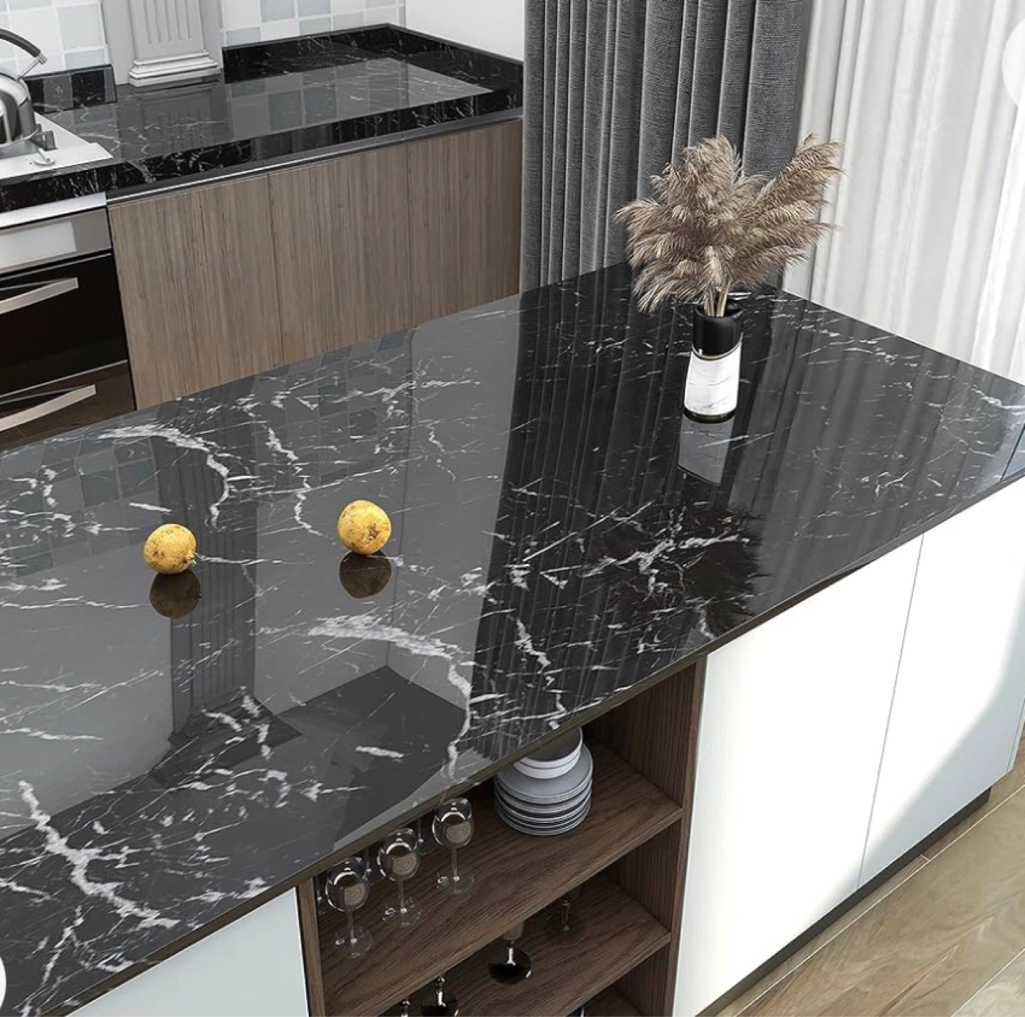 Marble /Granite Pattern Black or White Wallpaper Rolls