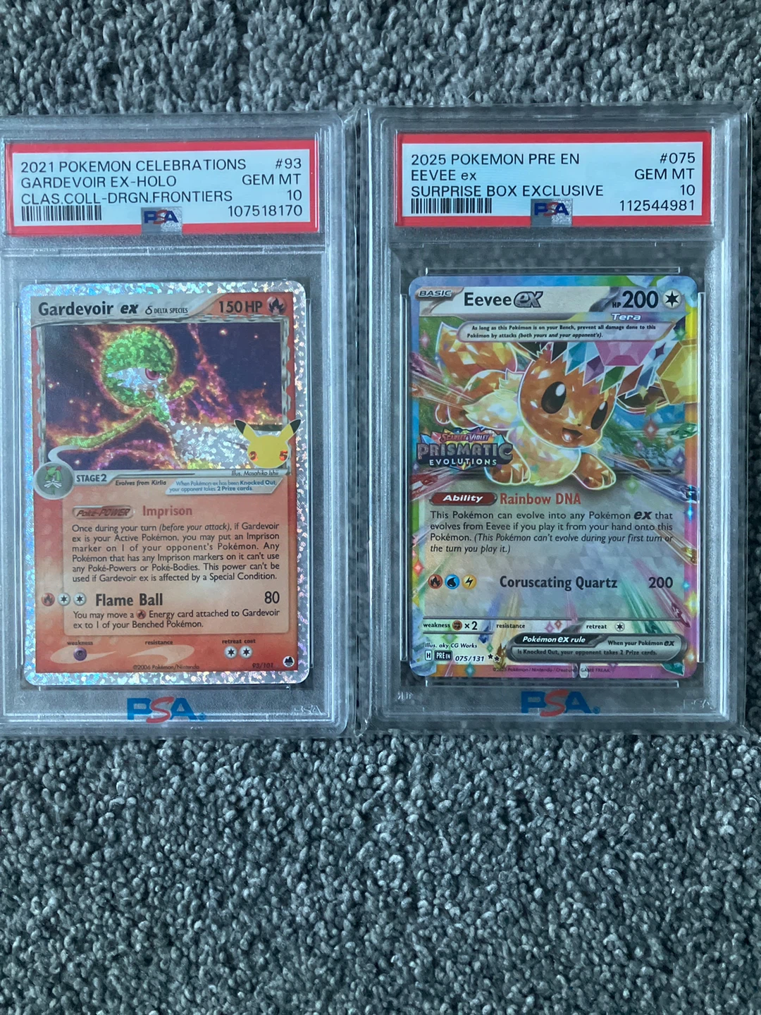 Pokemon PSA 10.  Eevee &  gardevoir cards