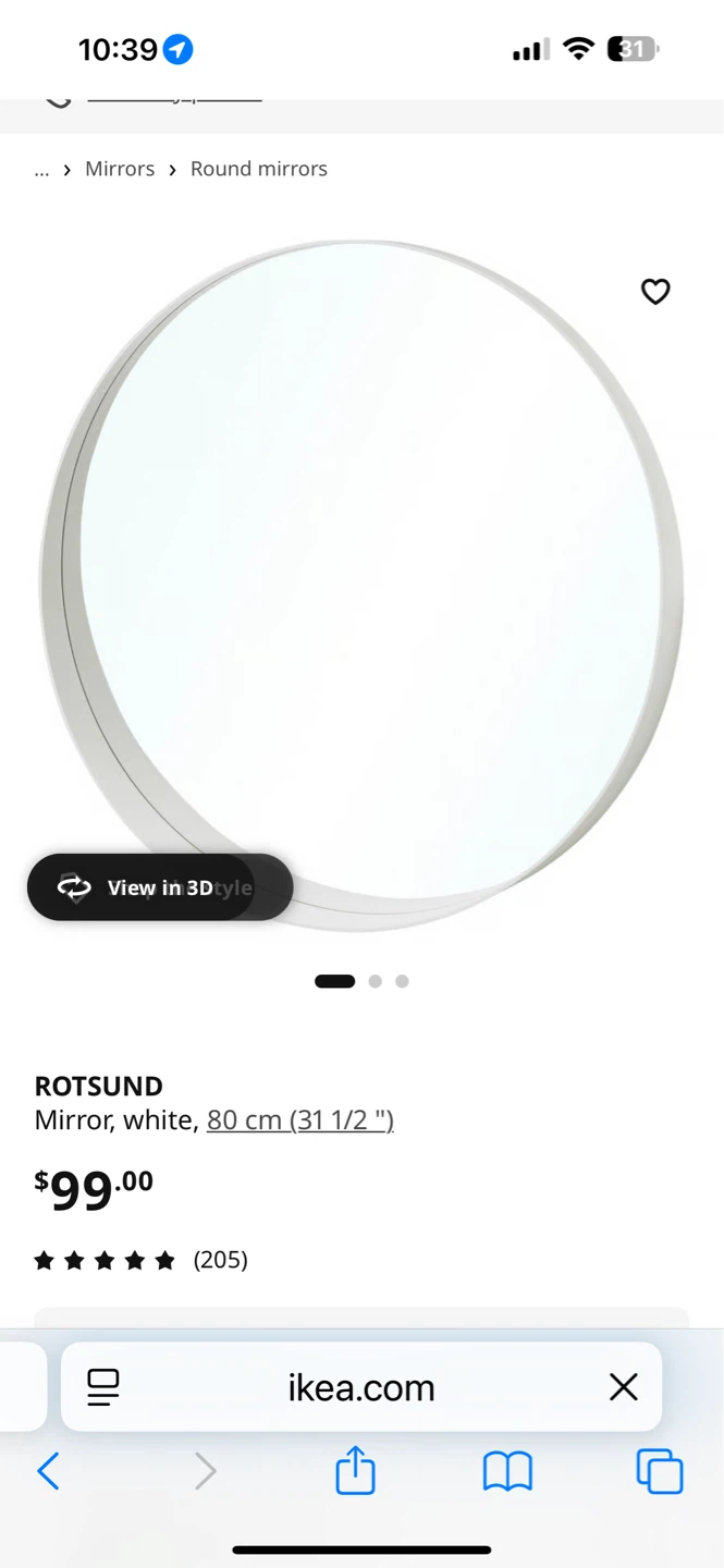 IKEA ROTSÜND Mirror, White, 80 cm - photo 4