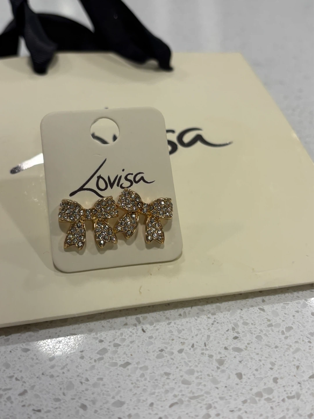 Lovisa Gold  Bow Stud Earrings with Crystals