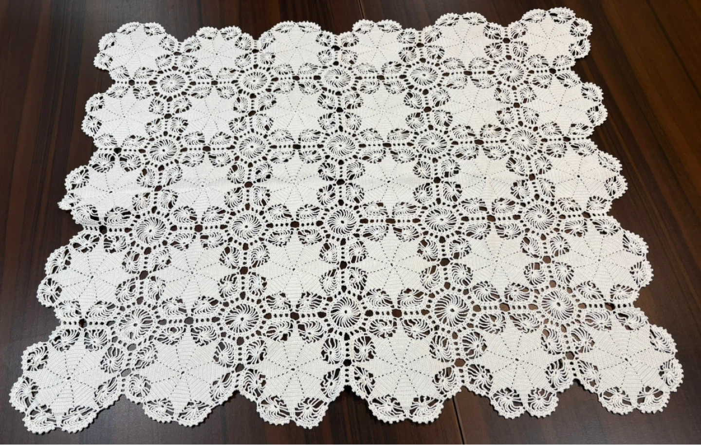 White Handmade Crochet Tablecloth - photo 3