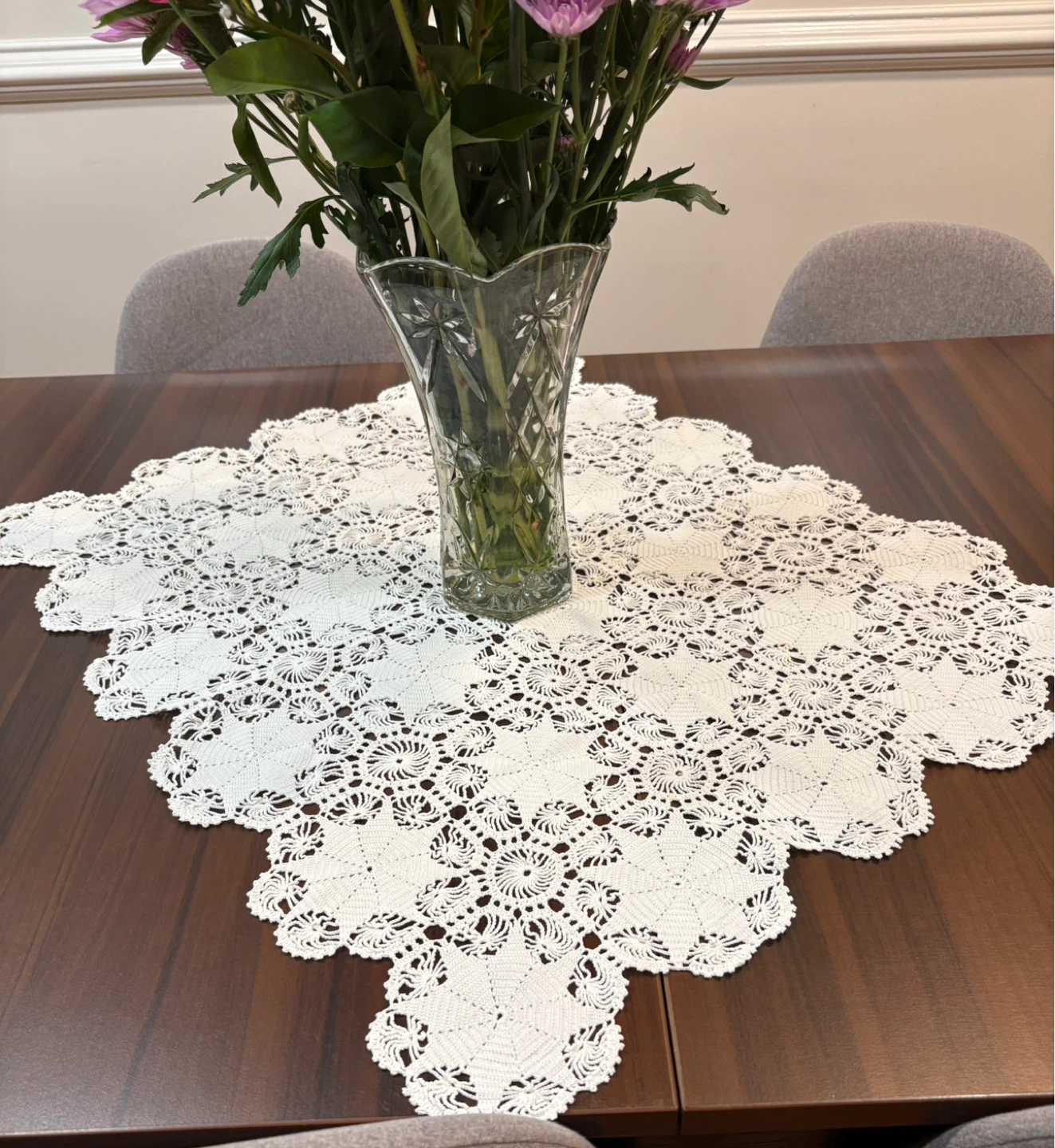 White Handmade Crochet Tablecloth