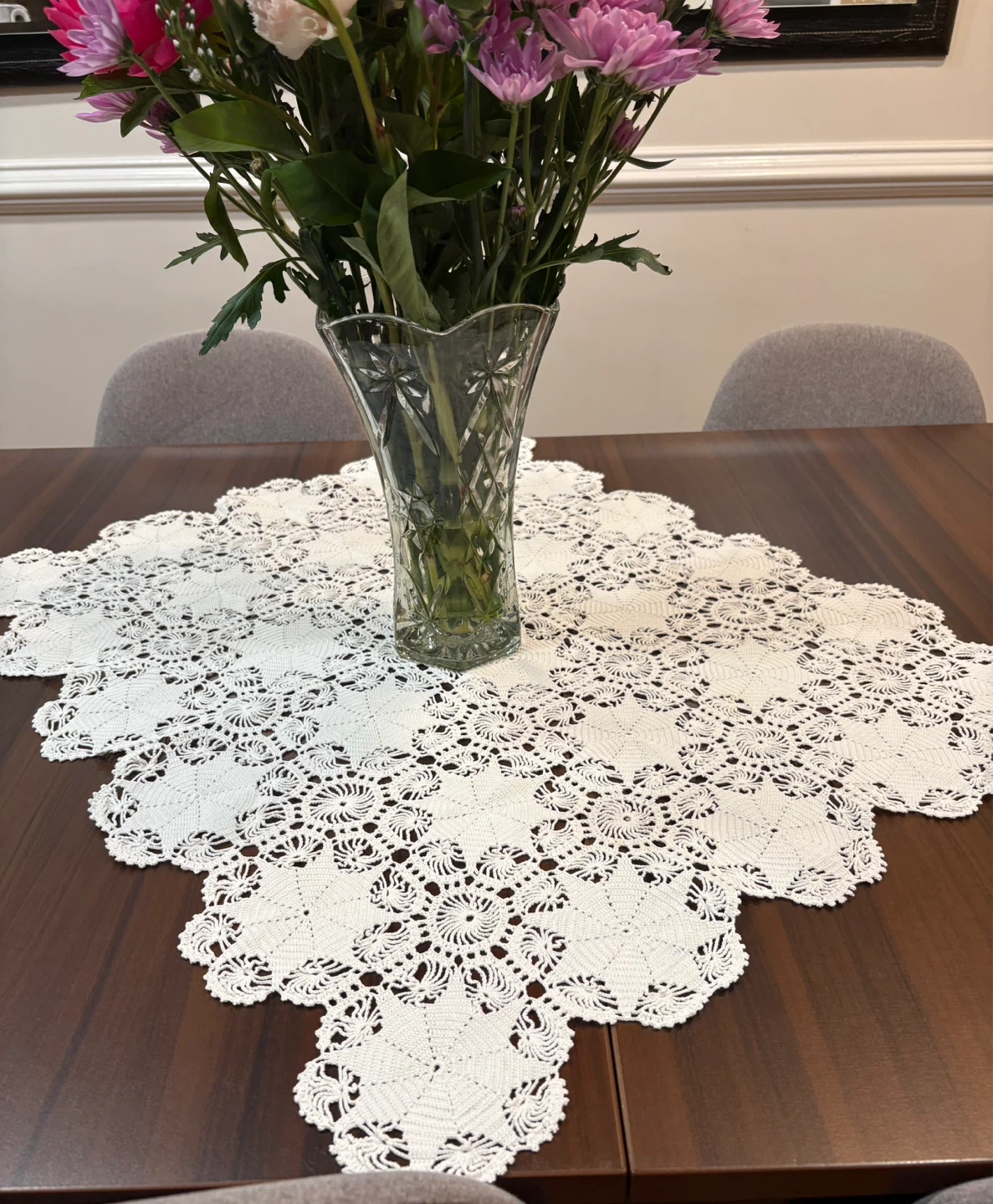 White Handmade Crochet Tablecloth - photo 2