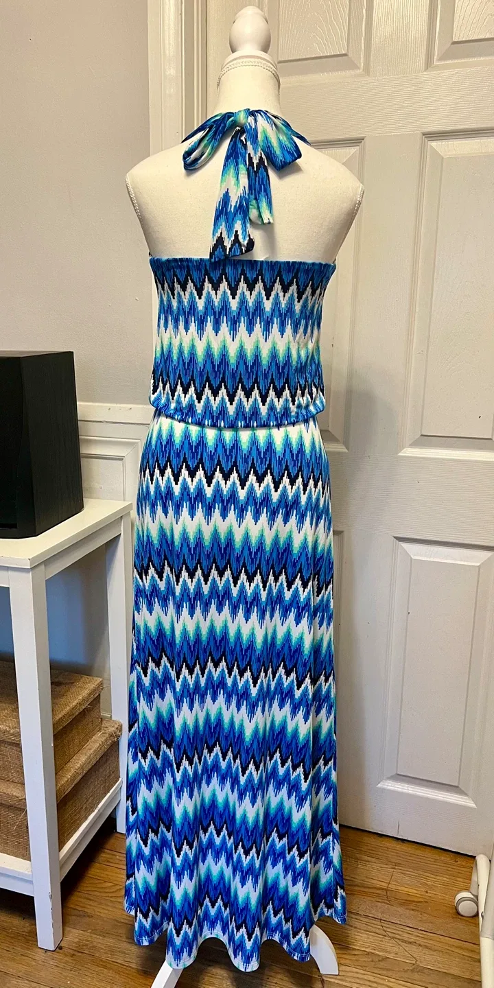 Women's Blue Zigzag Maxi Dress - photo 2