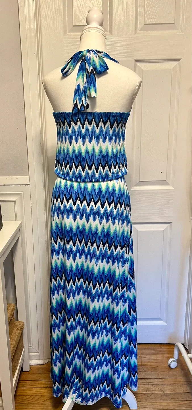Women's Blue Zigzag Maxi Dress - photo 3