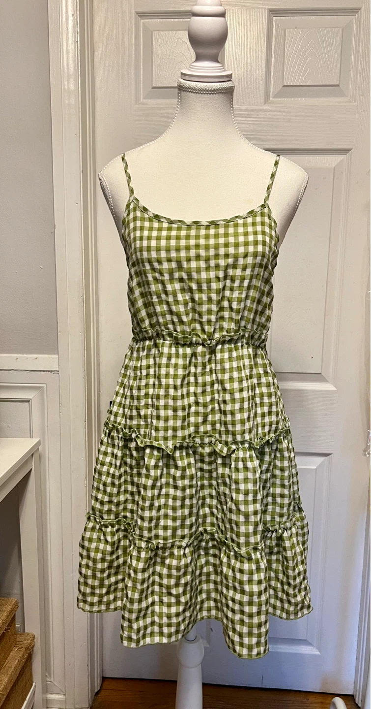 Green Gingham Tiered Sundress