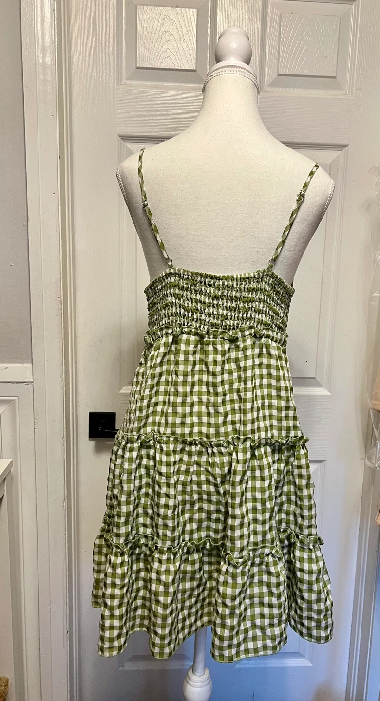 Green Gingham Tiered Sundress - photo 2