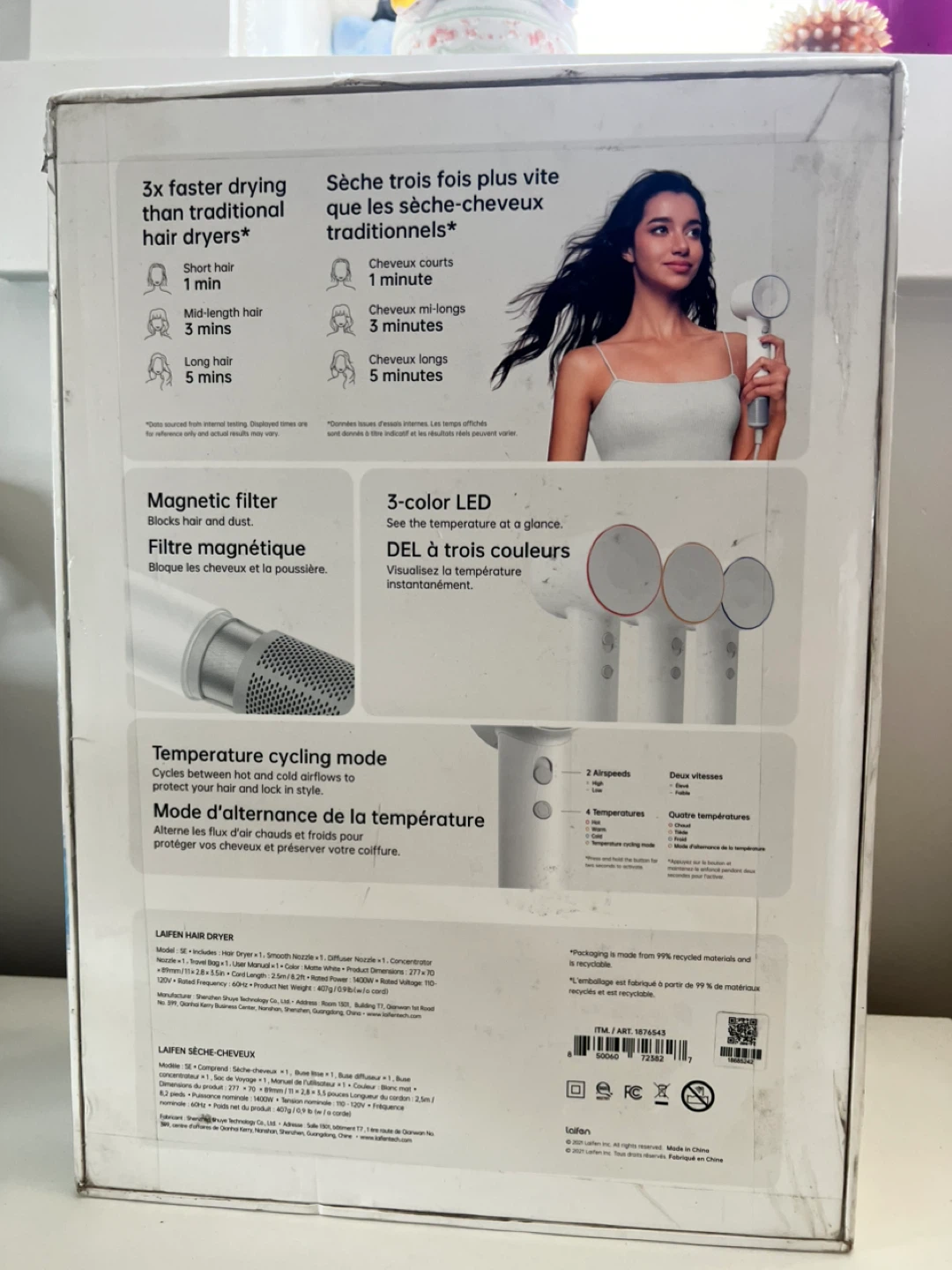 Laifen Hair Dryer, High-Speed, Quiet, Full Set - photo 3