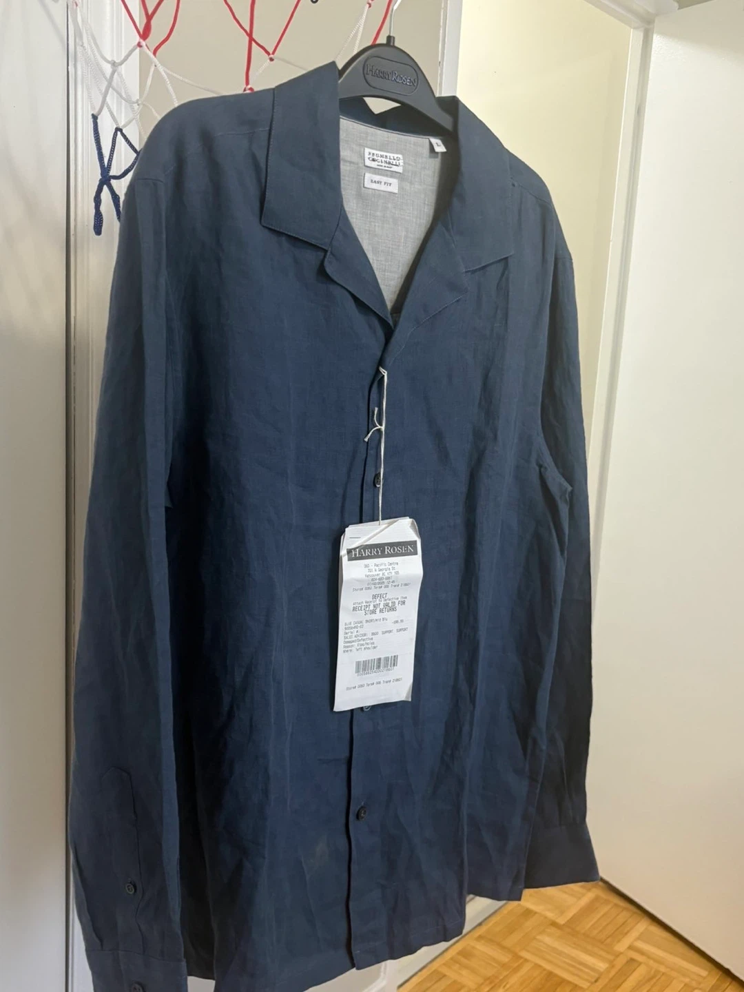Brunello Cucinelli Easy Fit Linen Shirt - Size L - Navy