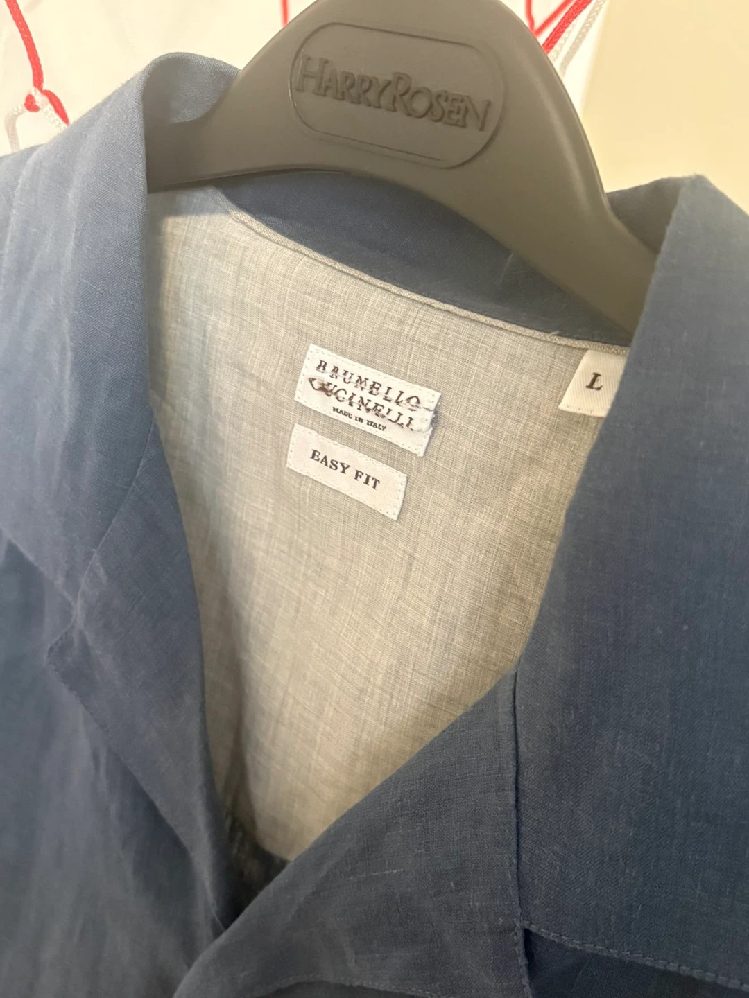 Brunello Cucinelli Easy Fit Linen Shirt - Size L - Navy - photo 2