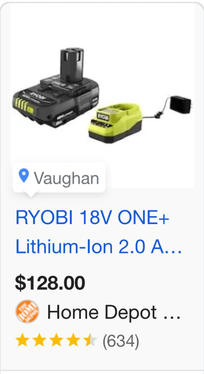 Awesome Ryobi 18V ONE+ battery and charger