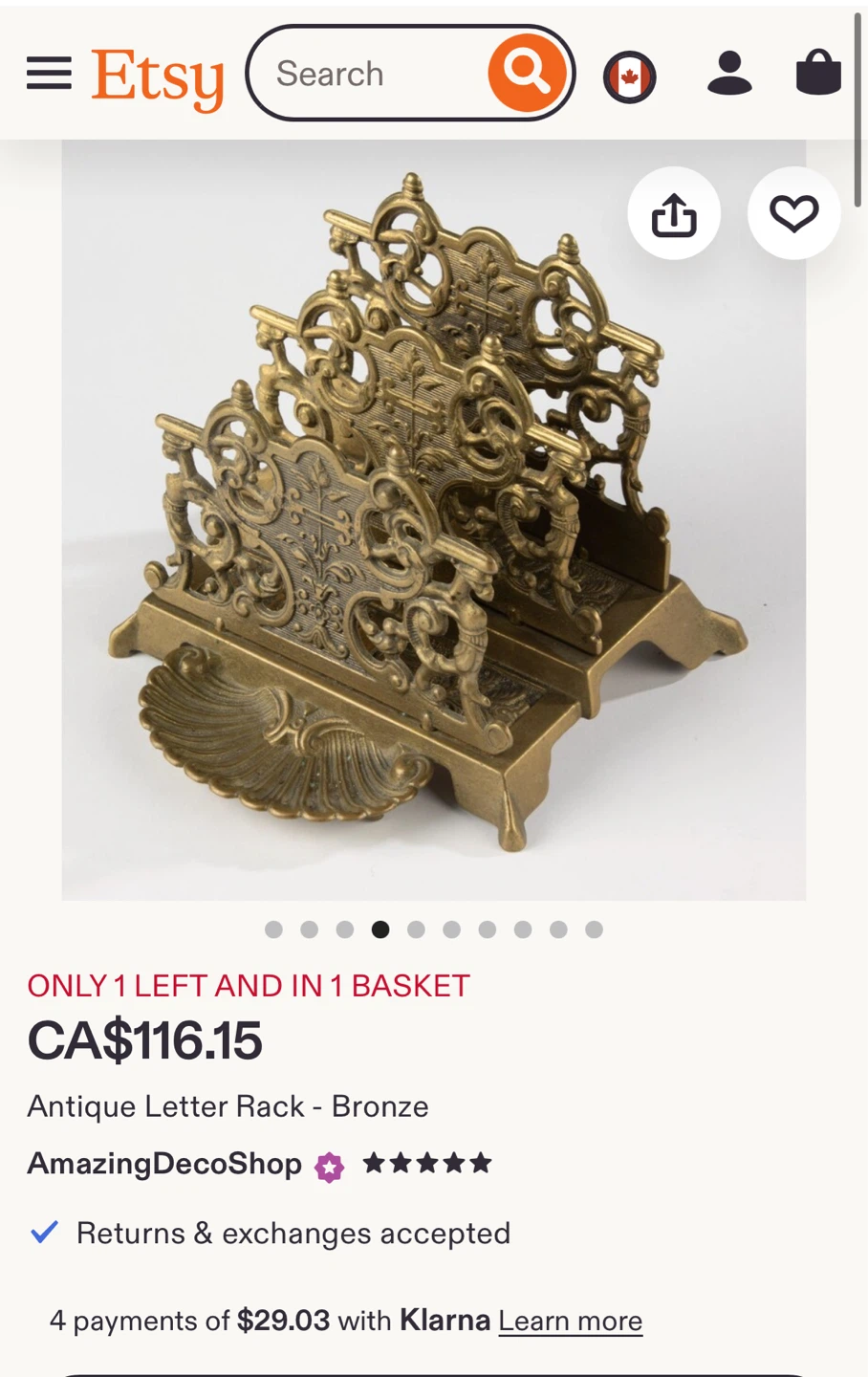 Antique Bronze Letter Rack Holder - photo 4
