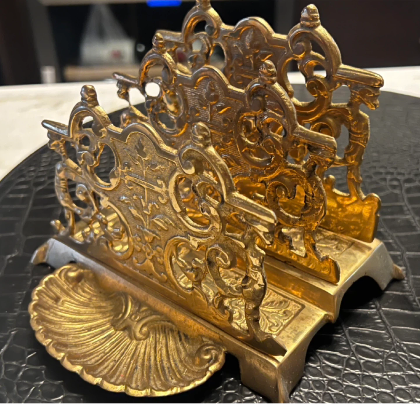 Antique Bronze Letter Rack Holder