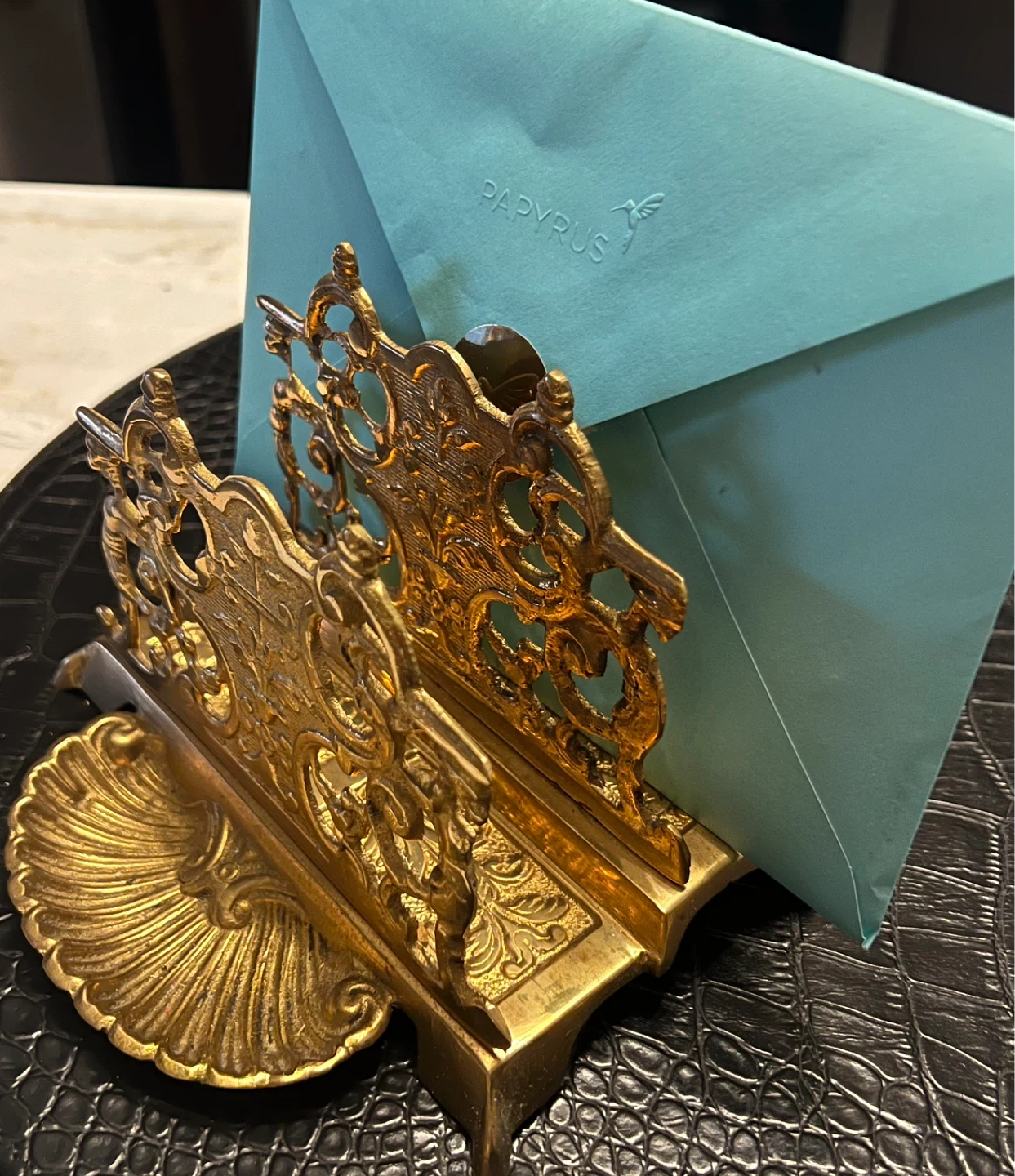 Antique Bronze Letter Rack Holder - photo 3