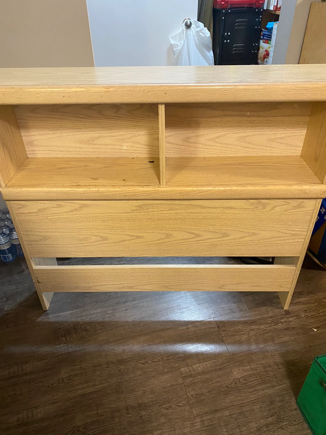 Light Wood Headboard with Shelves
