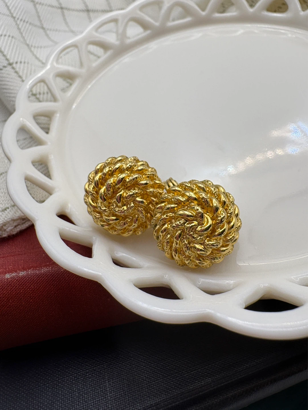 Monet Gold Tone Twisted Rope Round Clip-On Earrings