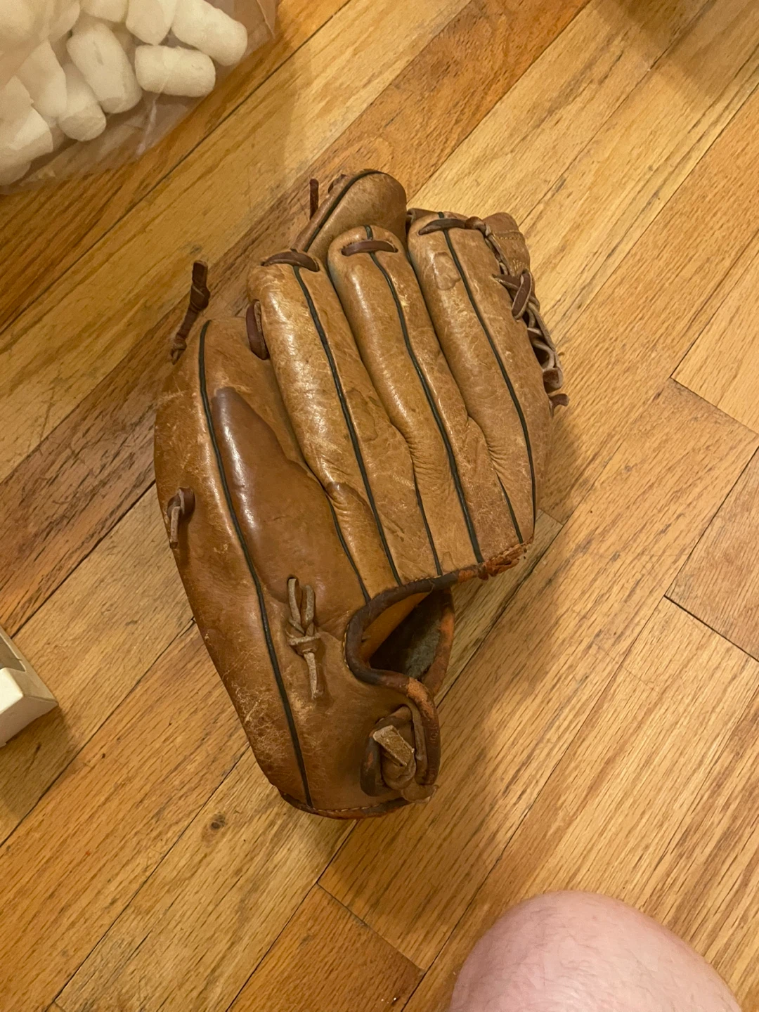 Used Brown Leather Baseball Glove - photo 4