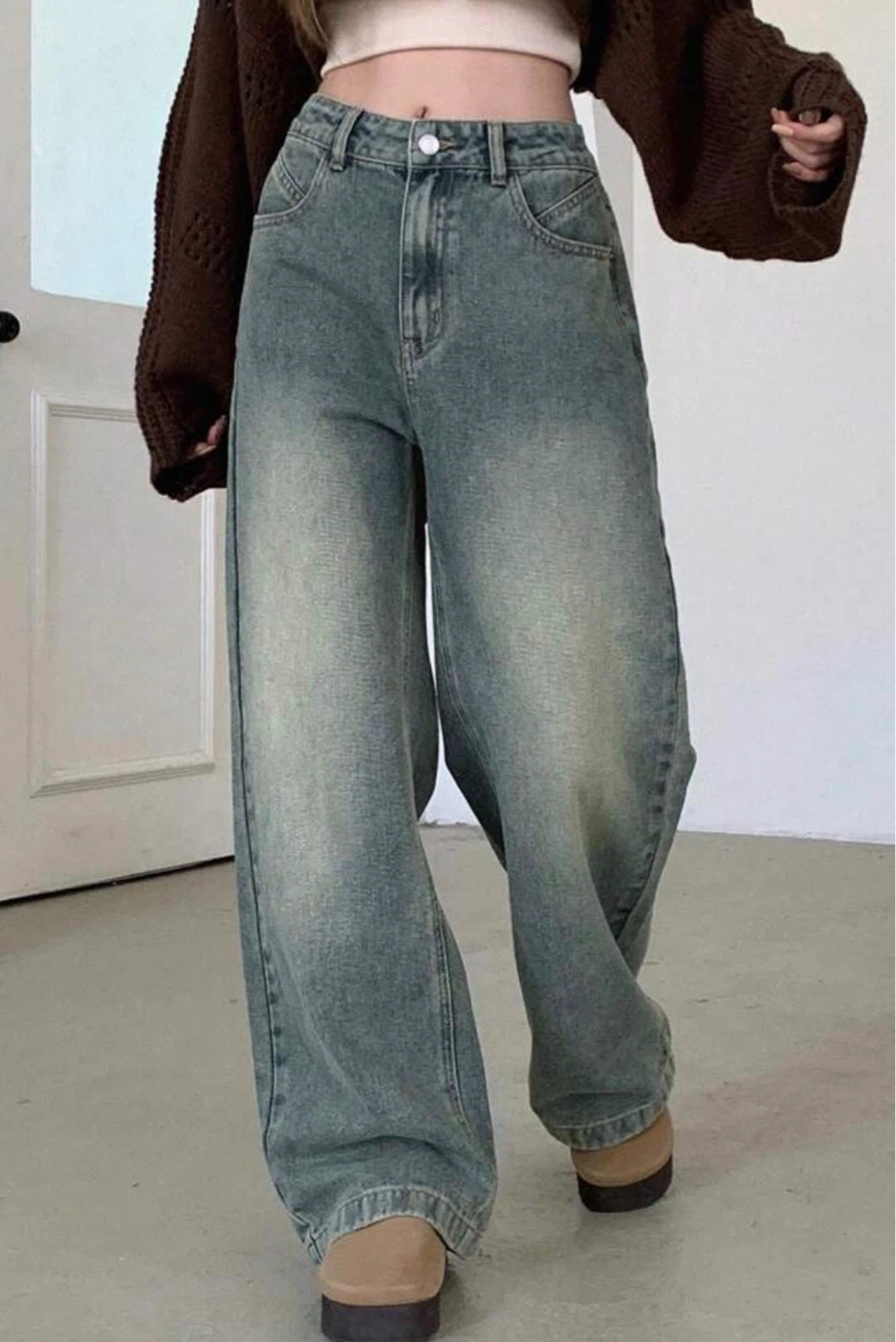 Dazy Women's Wide Leg Jeans - Blue Denim