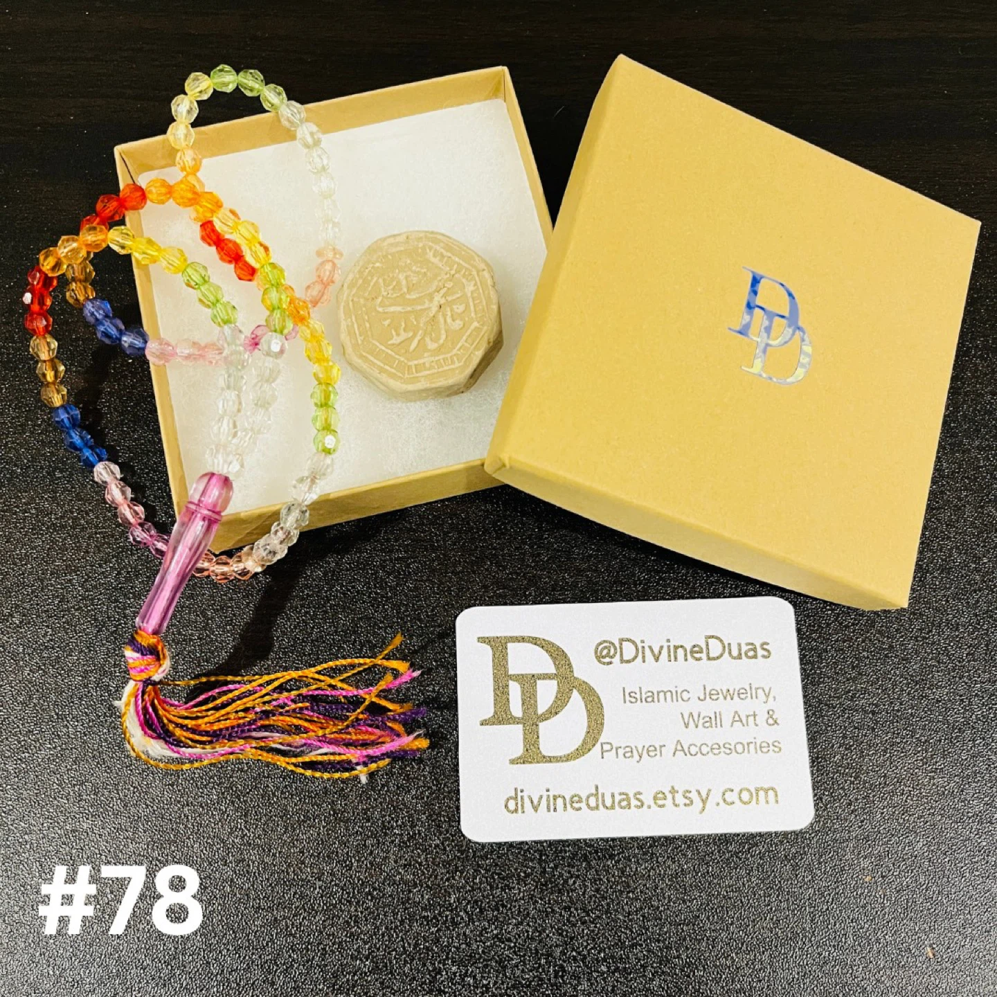Pastel prayer beads and Karbala Turbah in a Giftbox