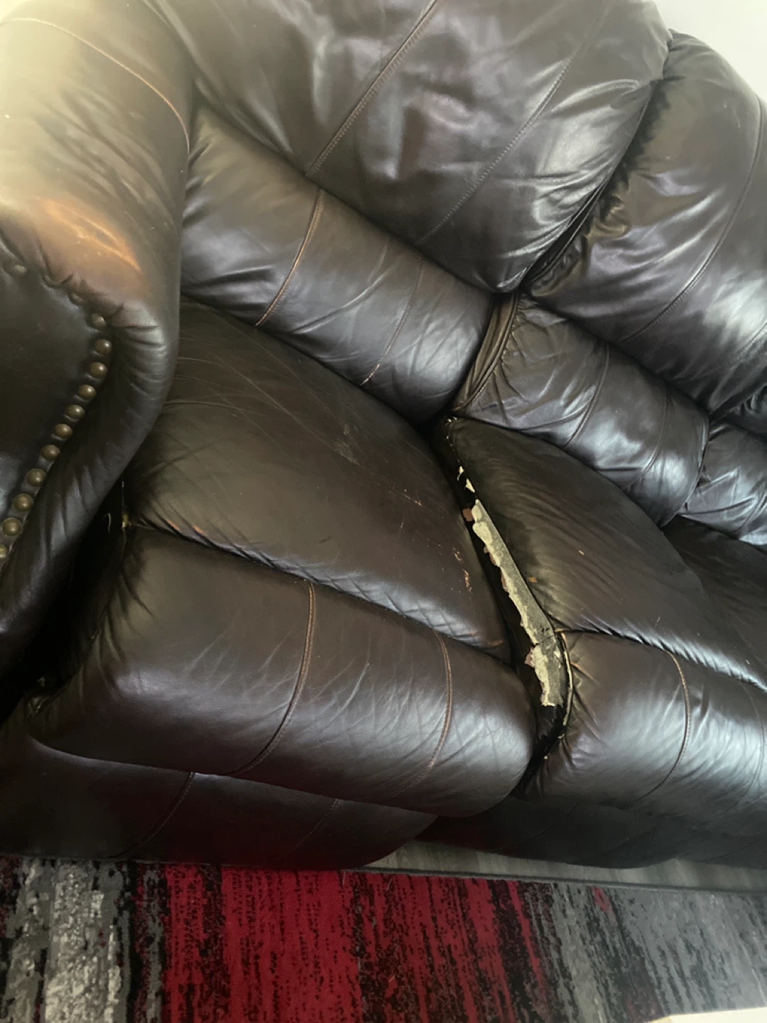 Brown Leather Sectional Reclining Sofa - photo 2