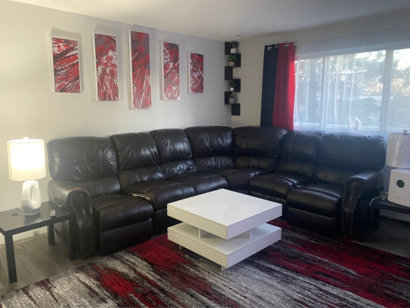 Brown Leather Sectional Reclining Sofa