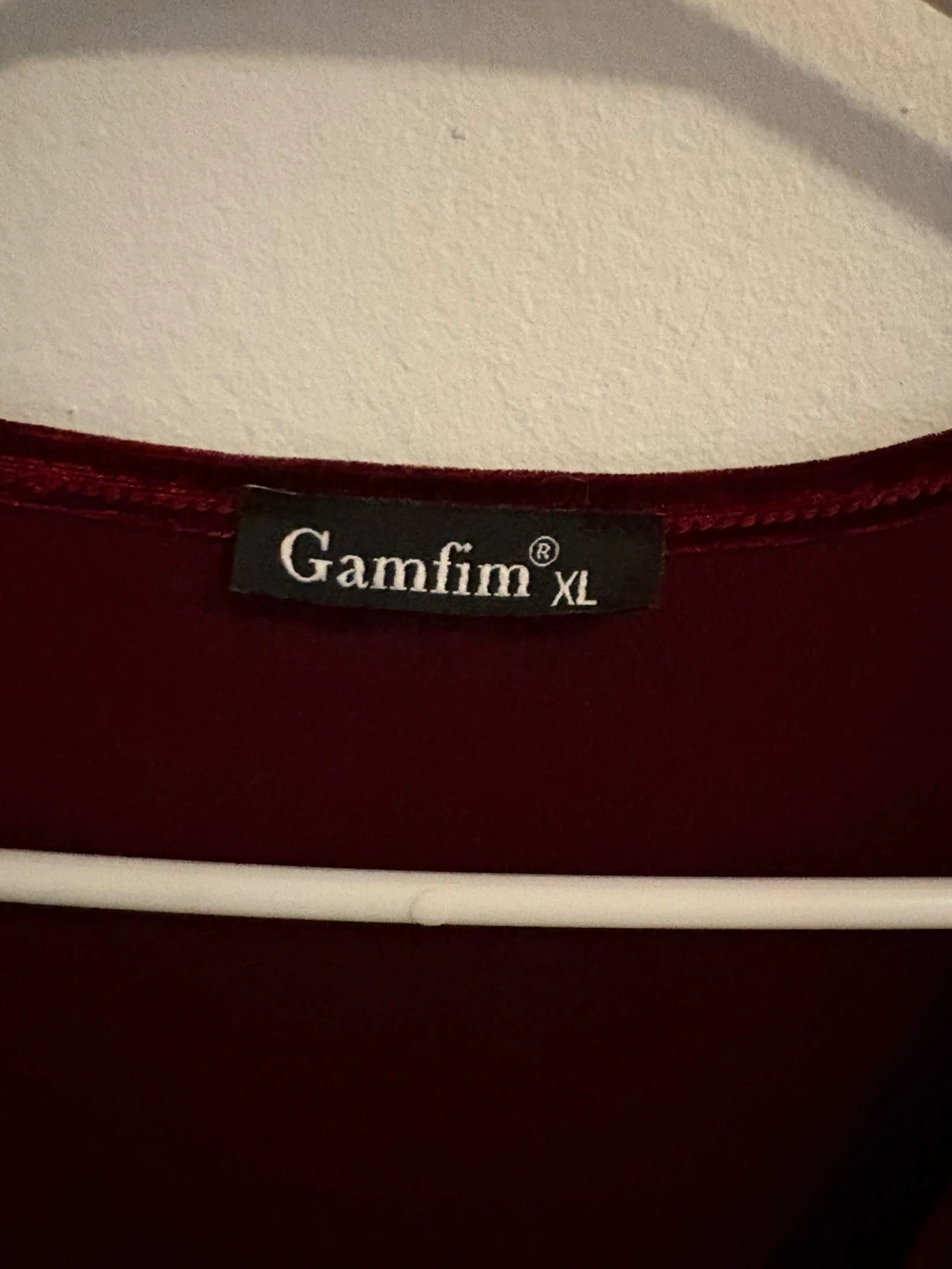 Gamfim Velvet Wrap Dress Burgundy Gold Sleeve XL - photo 5