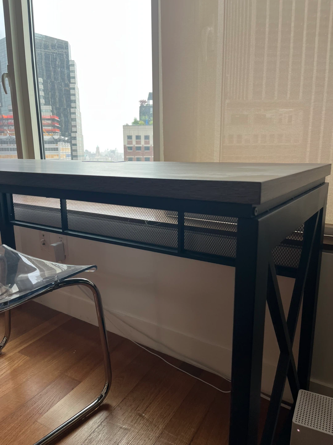 Rustic Wood Grain Desk with Built-in Cable Management - photo 5