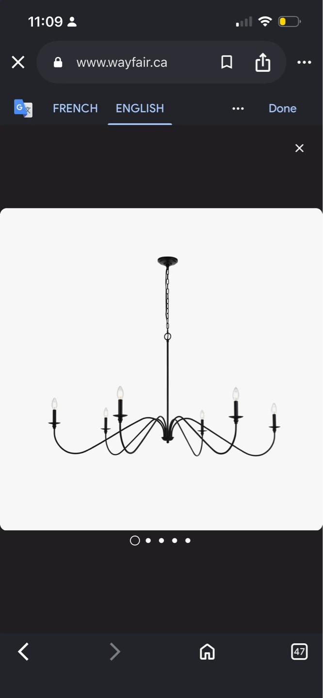 New Black 6-Light Chandelier