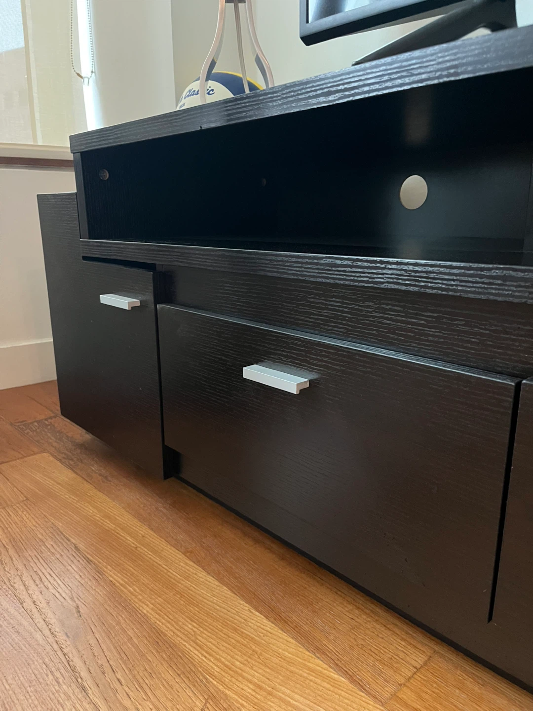 Dark Brown TV Stand with Drawers and Shelves - photo 3
