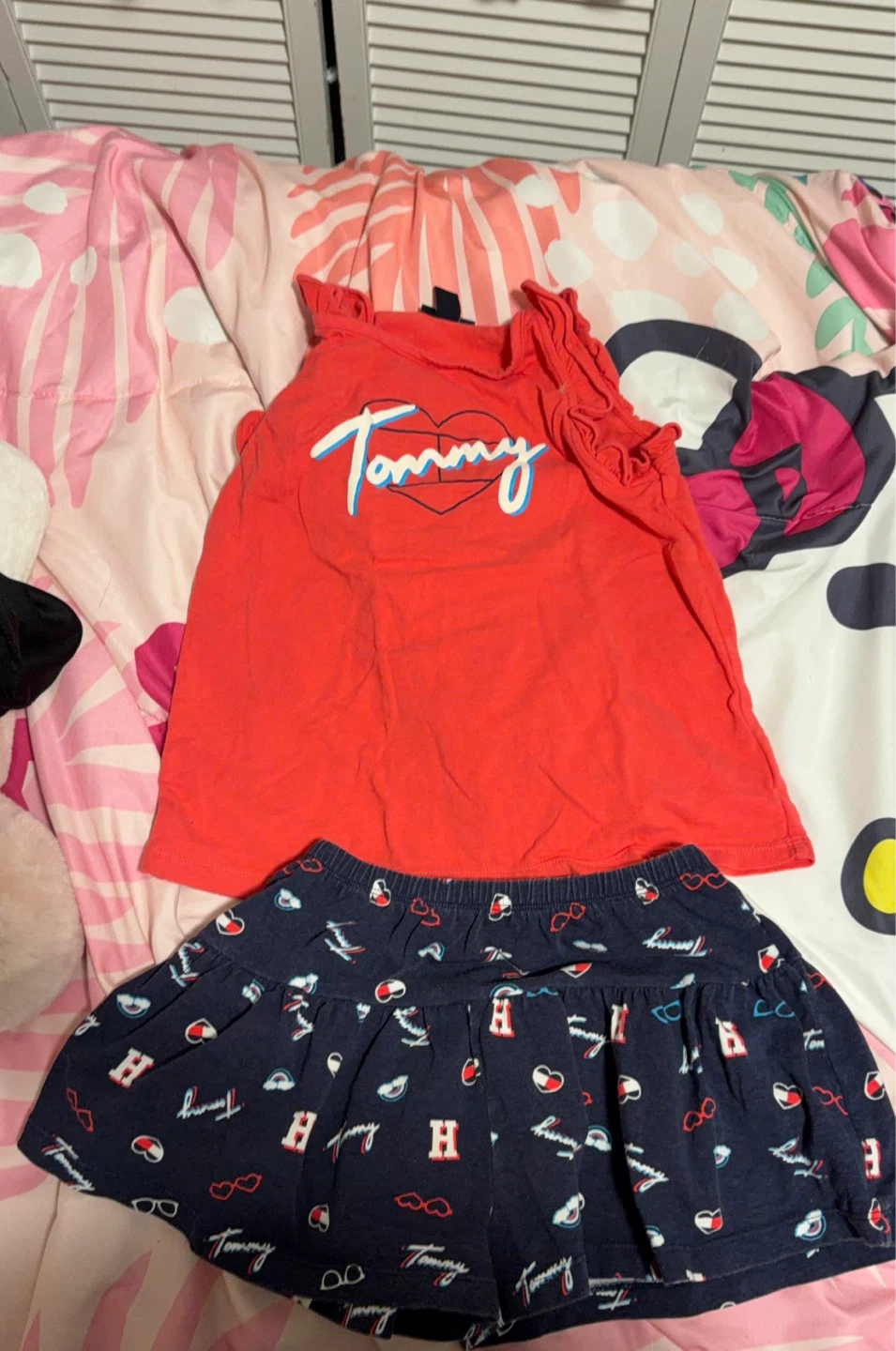 Tommy Hilfiger Girl's Outfit - Red Top & Skirt Set Size 6