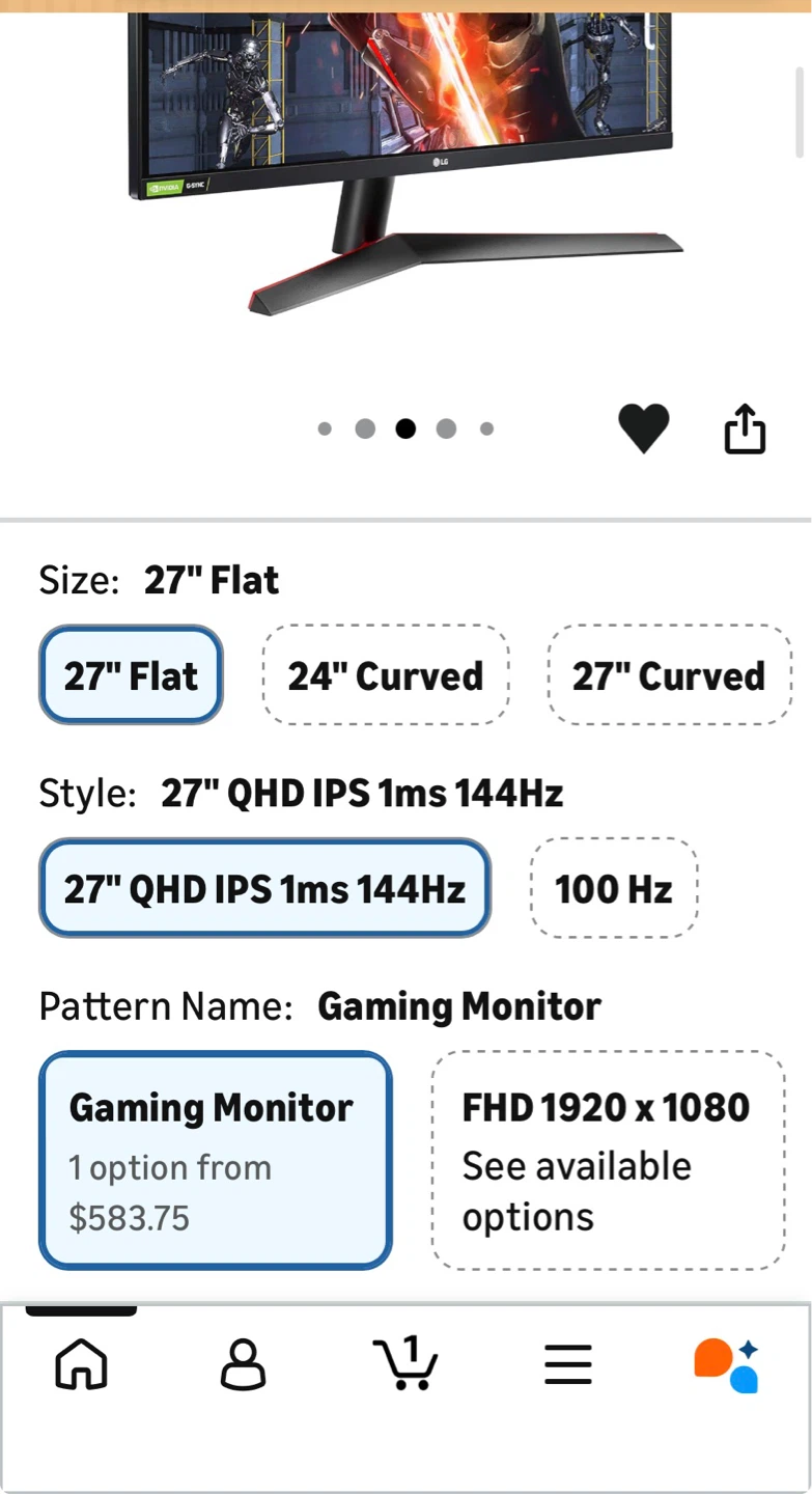 LG UltraGear 27" QHD IPS 1ms 144Hz Gaming Monitor